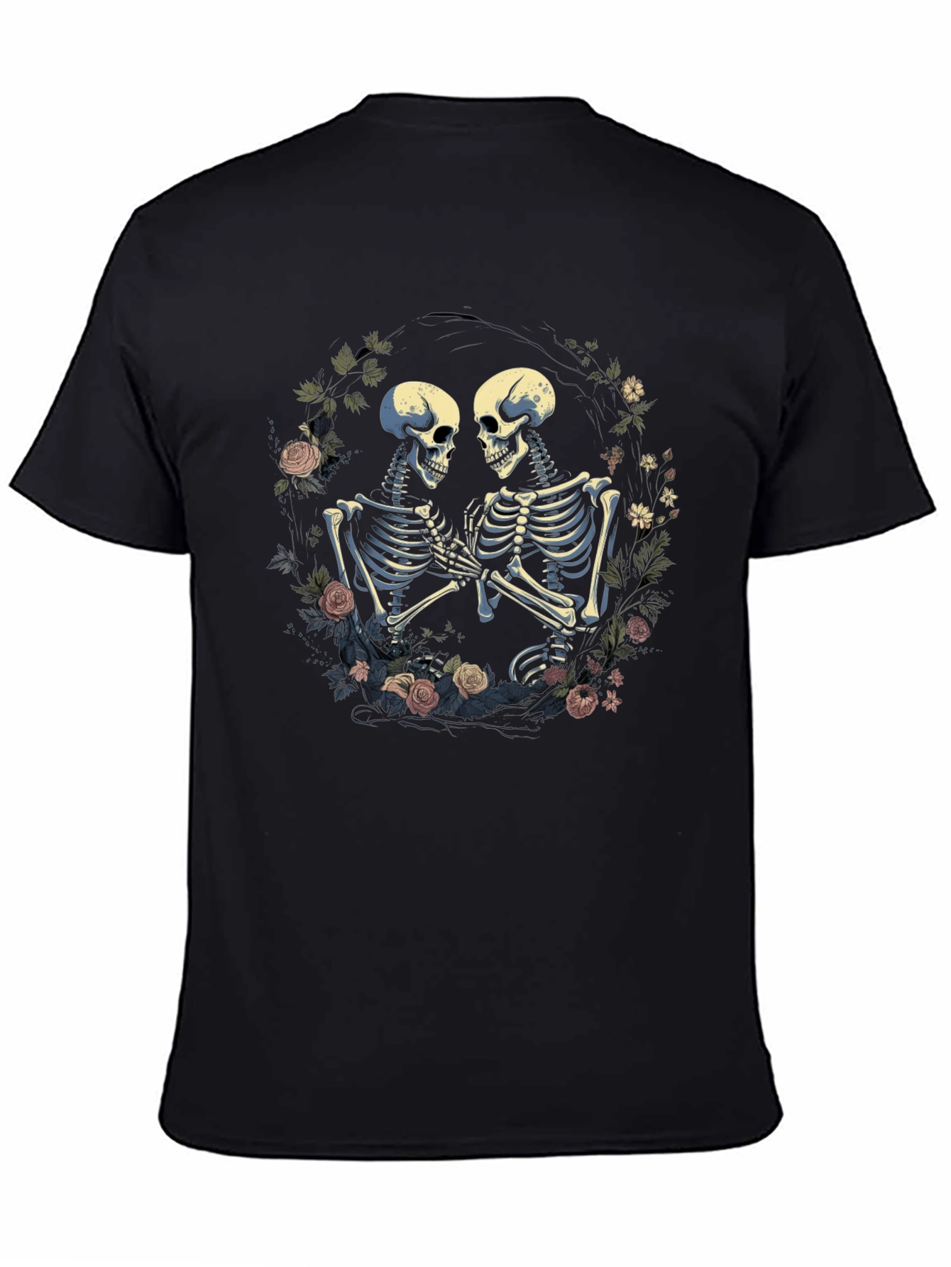 Skeleton Couple T-Shirt - Floral Design