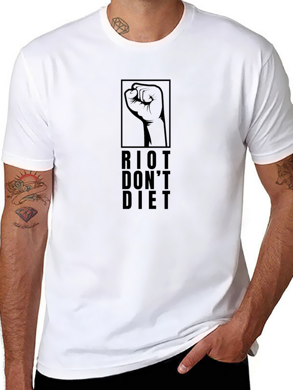 Riot Dont Diet Graphic Tee - Black Cotton T-Shirt