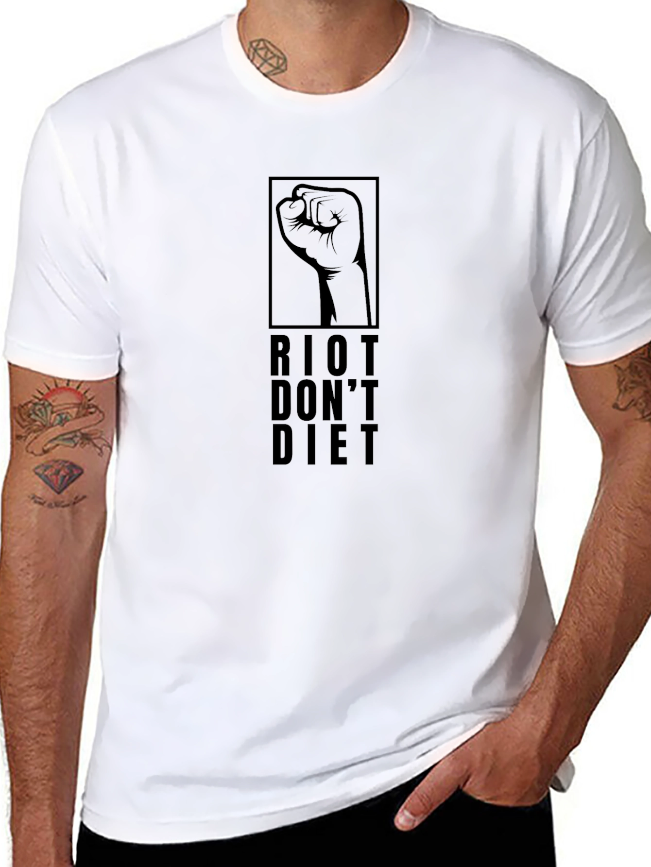 Riot Dont Diet Graphic Tee - Black Cotton T-Shirt