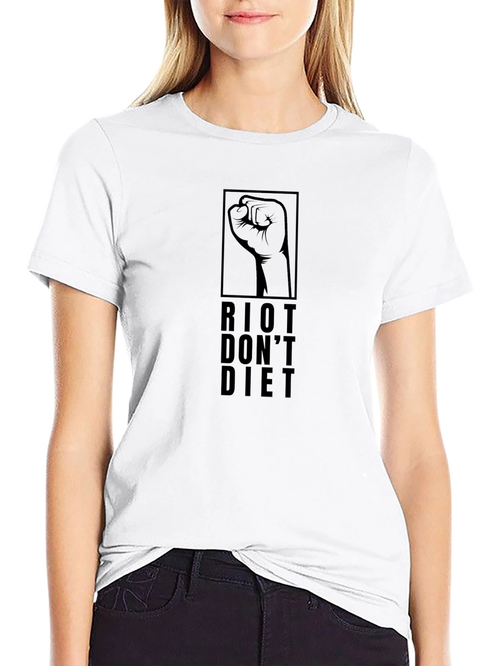 Riot Dont Diet Graphic Tee - Black Cotton T-Shirt