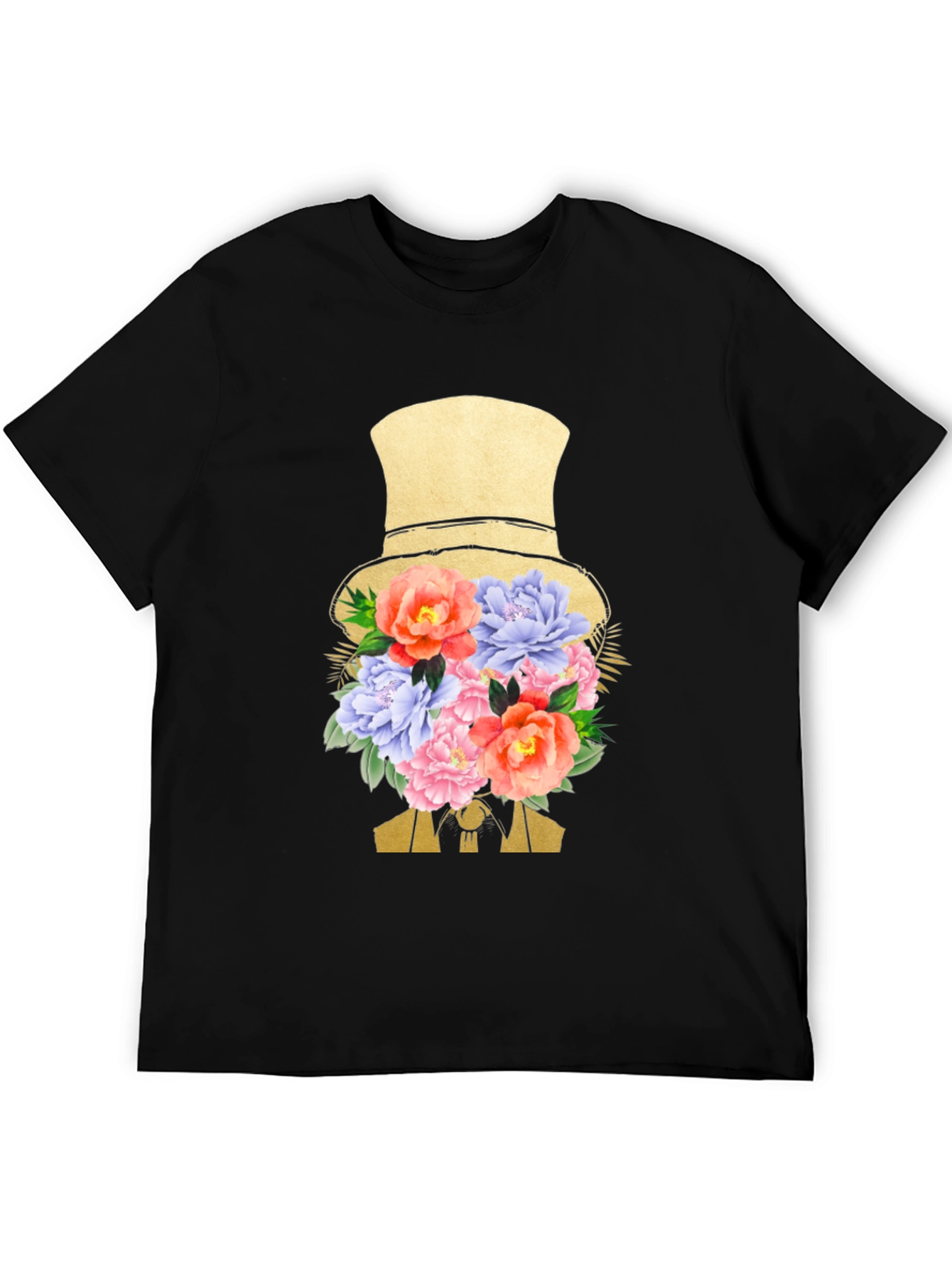 Floral Top Hat Mens T-Shirt - Stylish Graphic Tee