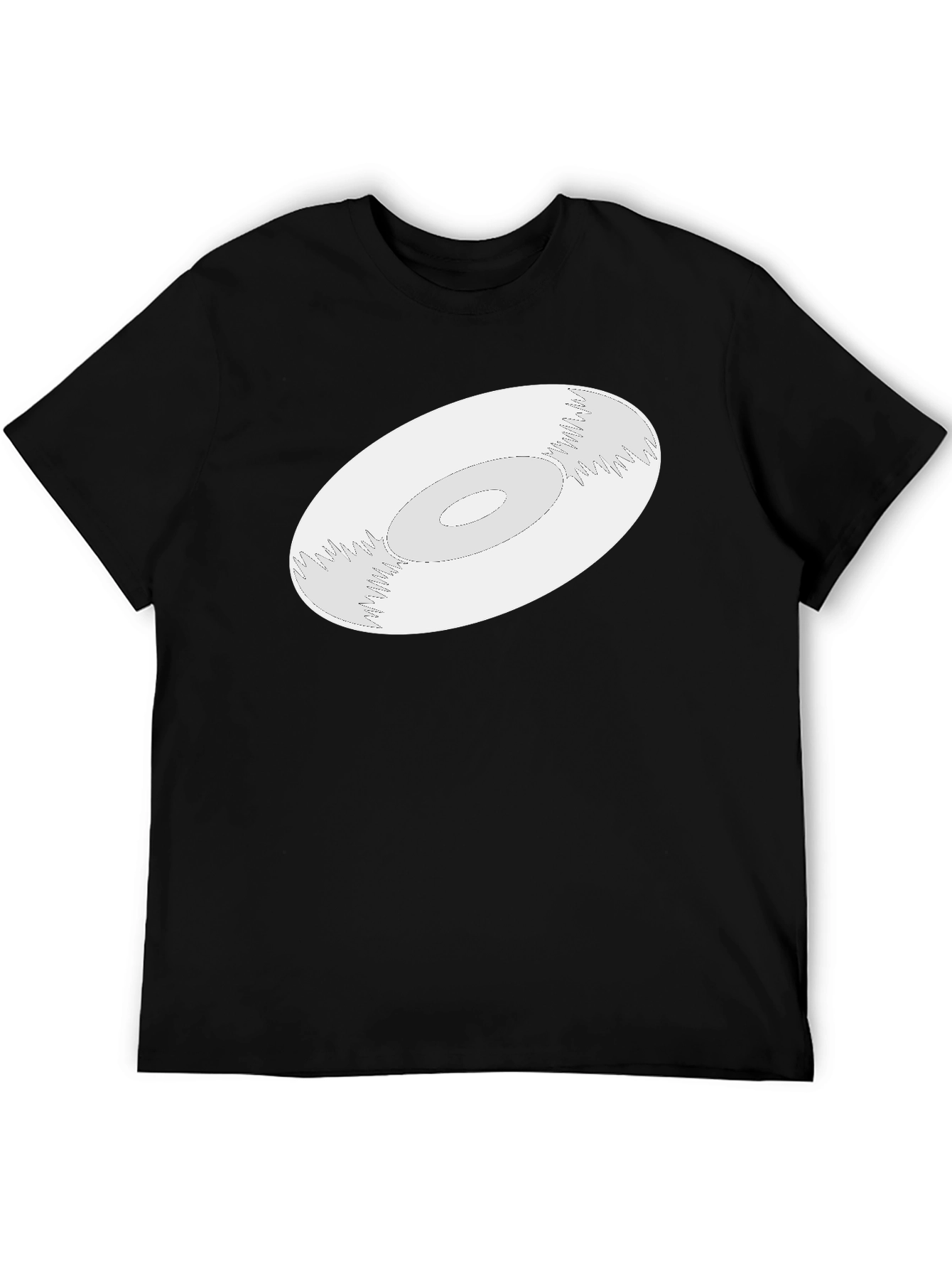 Abstract Vinyl Record Graphic Tee - Modern Black T-Shirt