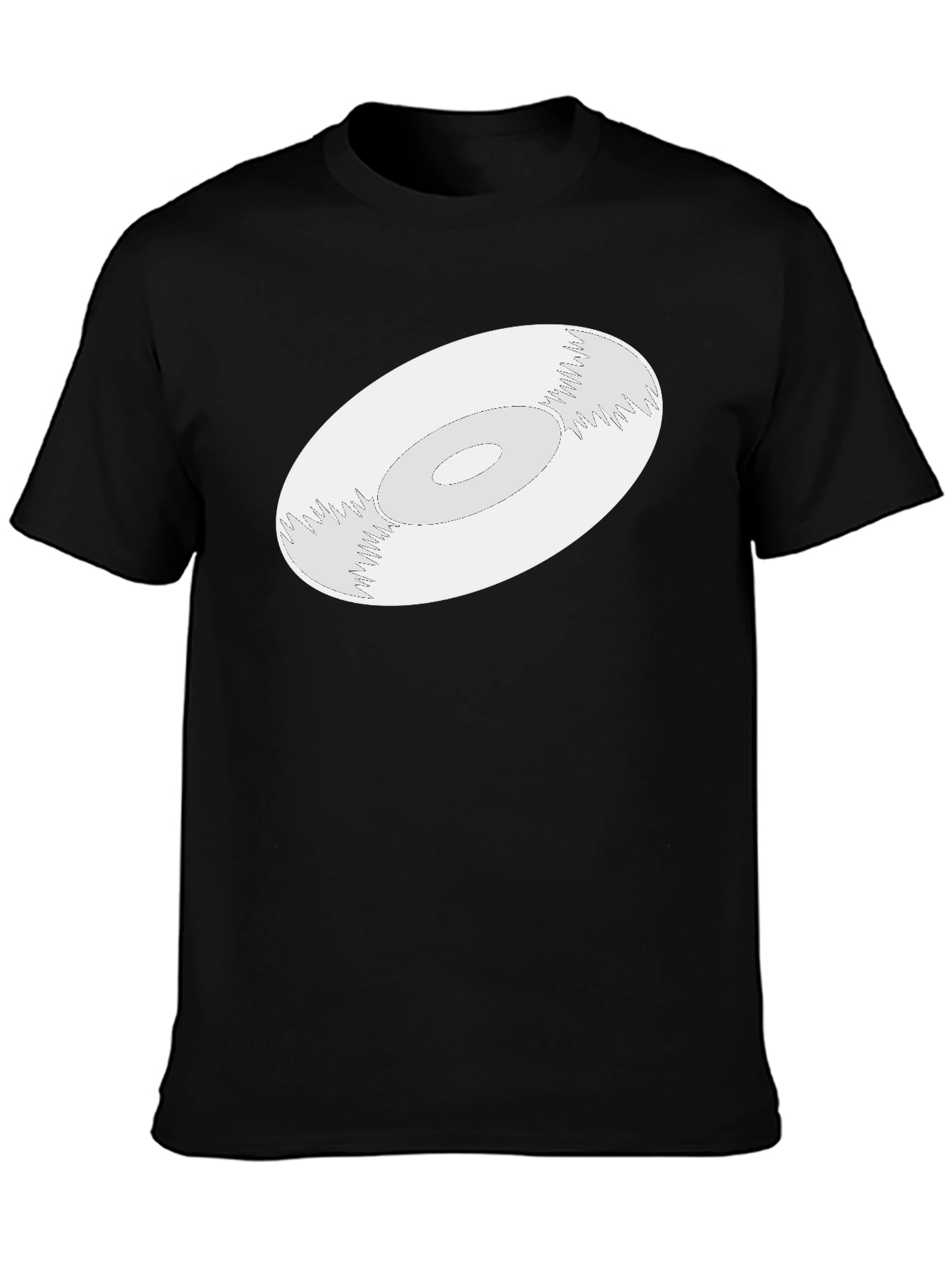 Abstract Vinyl Record Graphic Tee - Modern Black T-Shirt