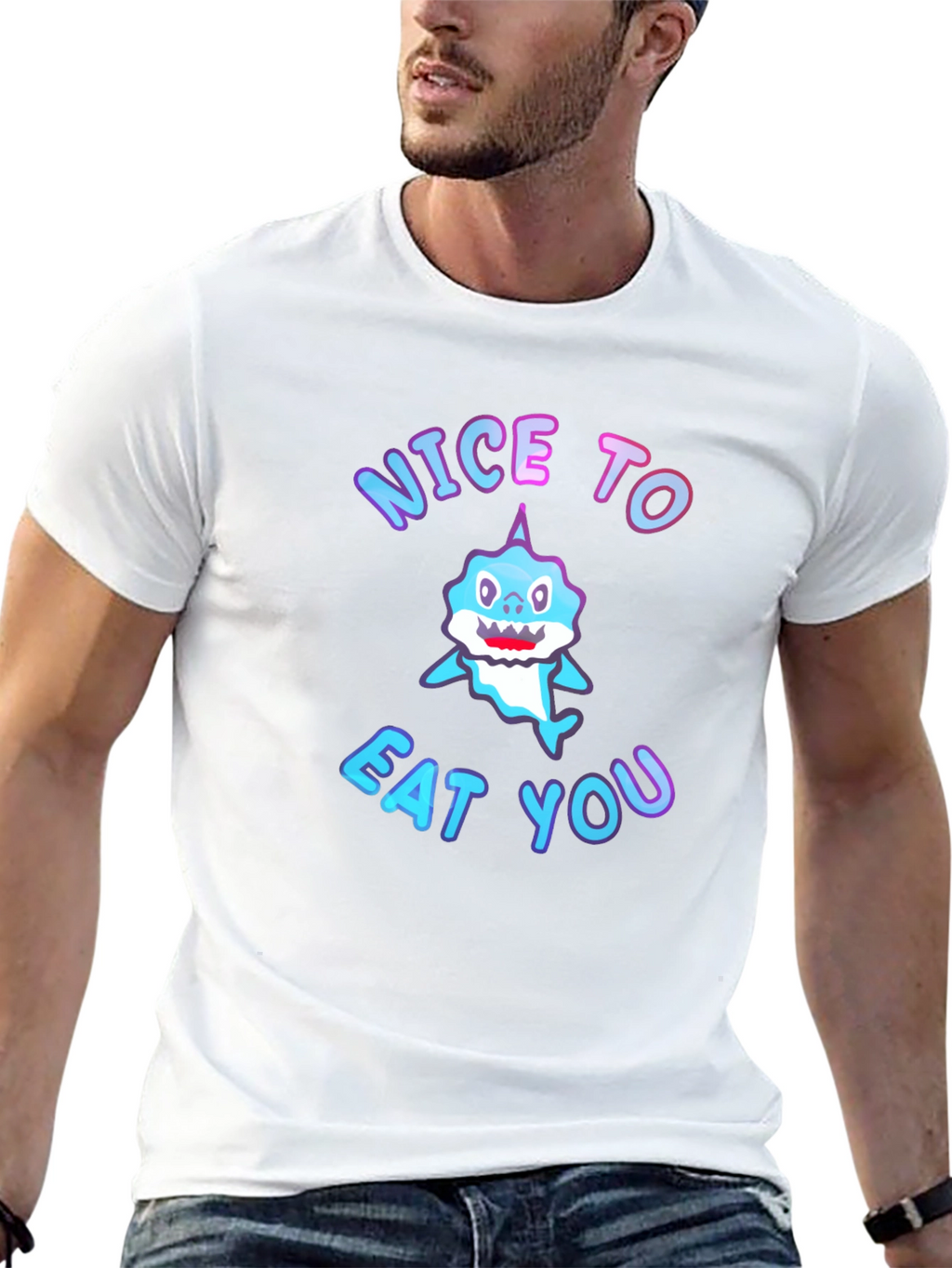 Shark Nice to Eat You Black T-Shirt