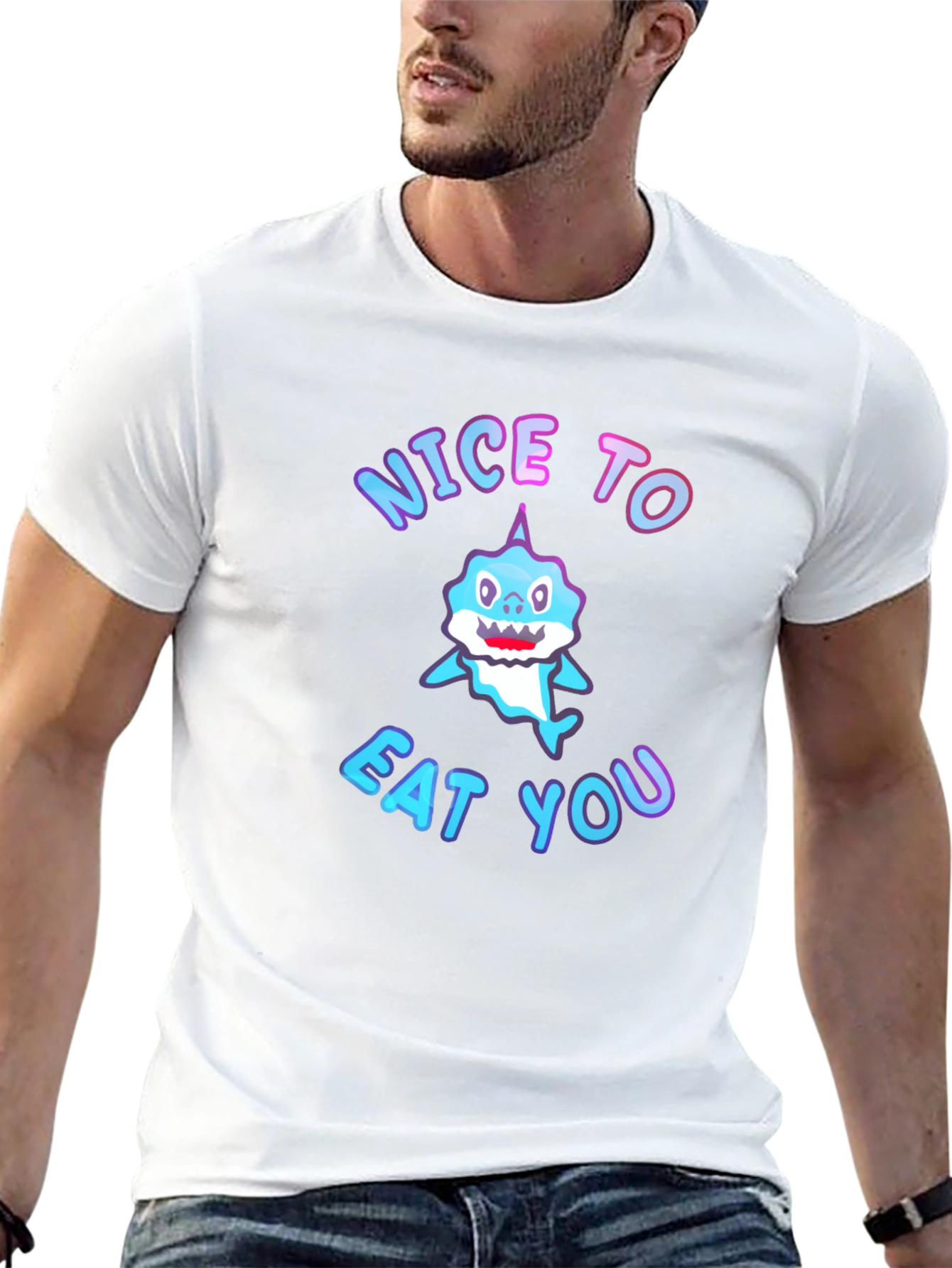 Shark Nice to Eat You Black T-Shirt