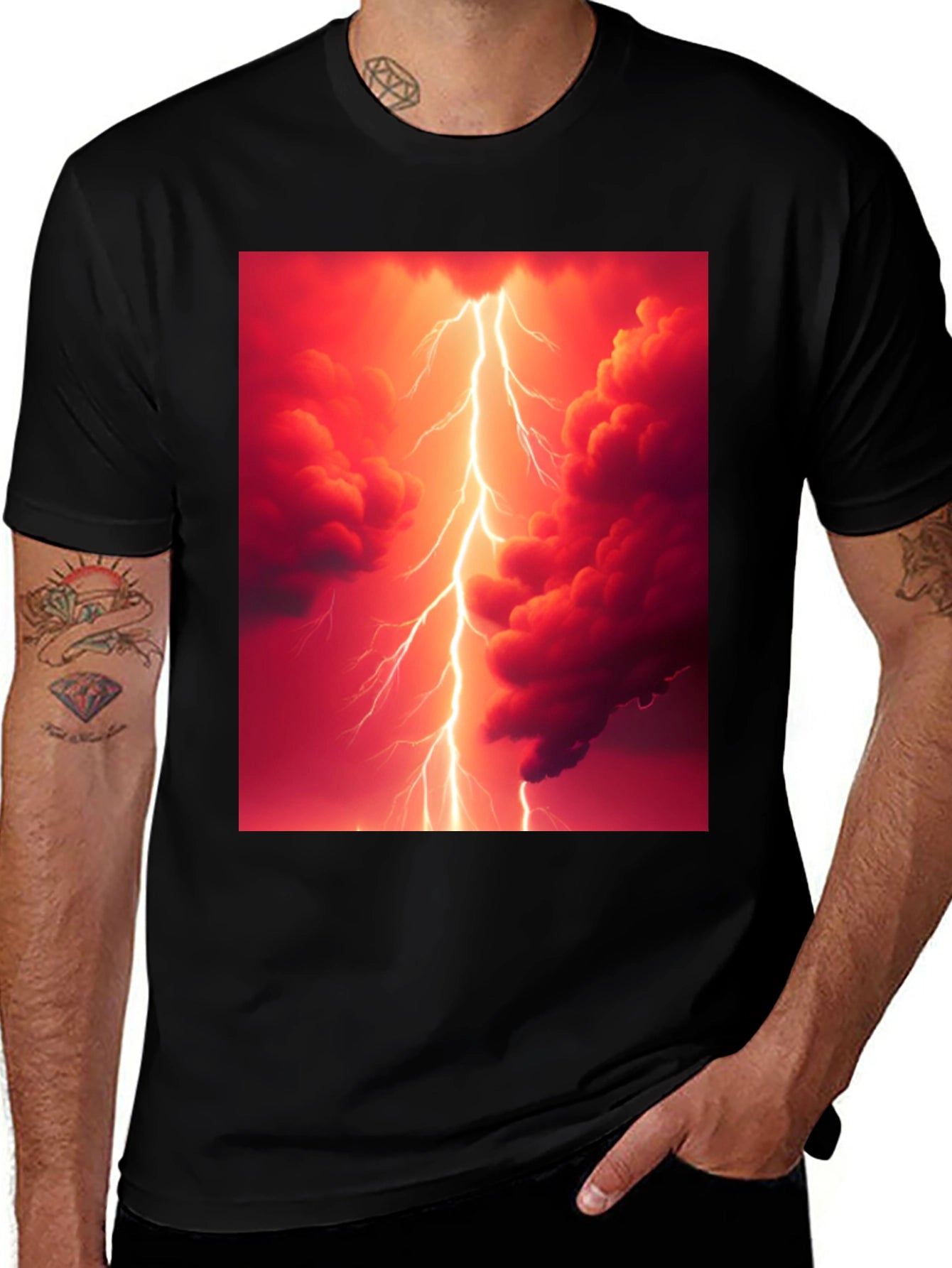 Lightning Strike Graphic Black T-Shirt