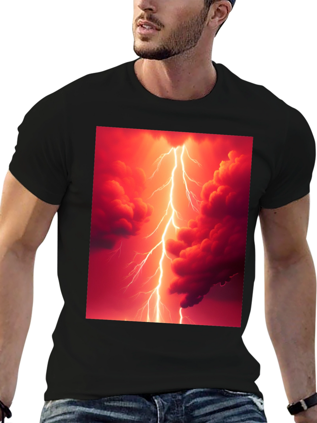 Lightning Strike Graphic Black T-Shirt