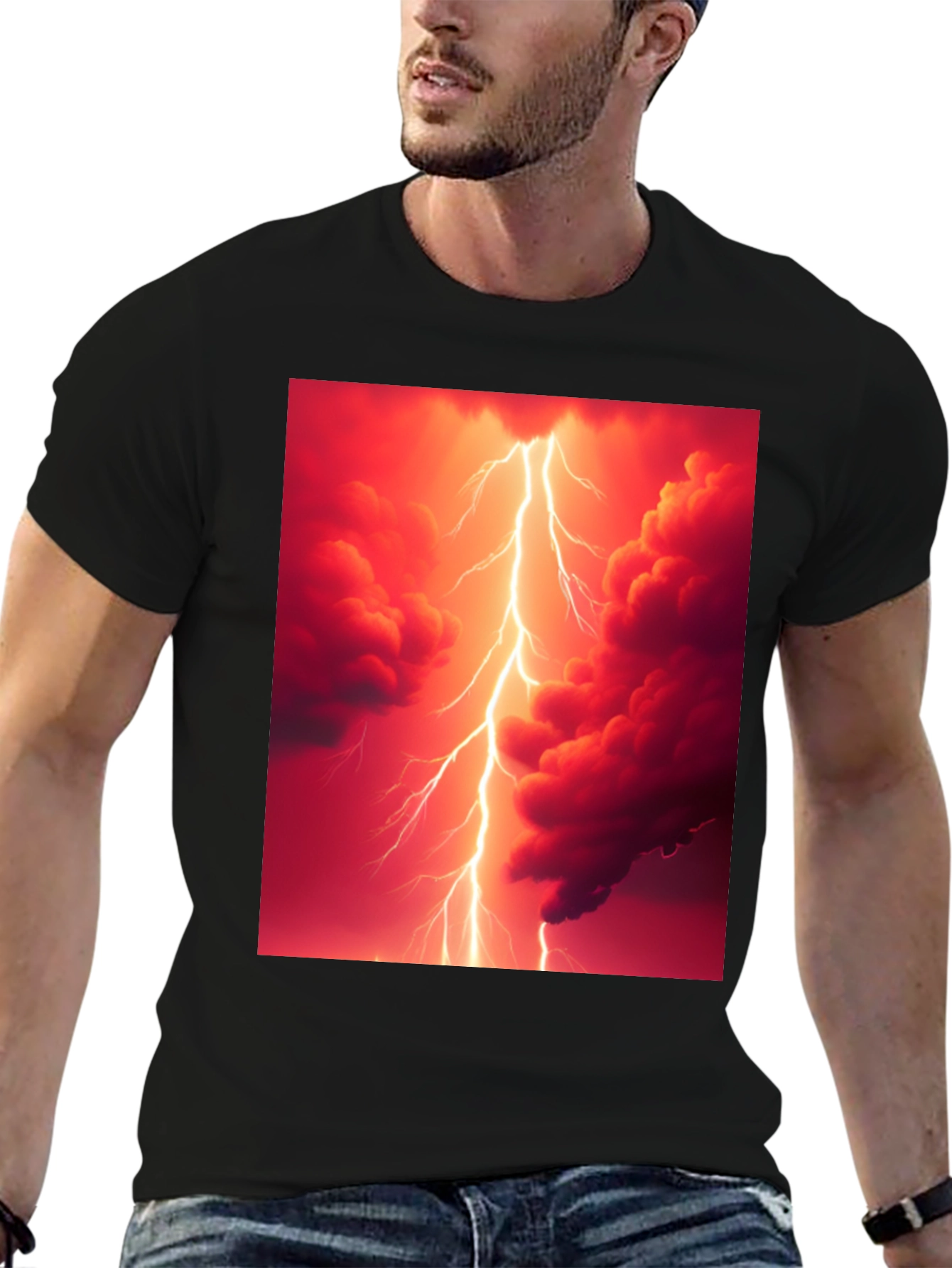 Lightning Strike Graphic Black T-Shirt
