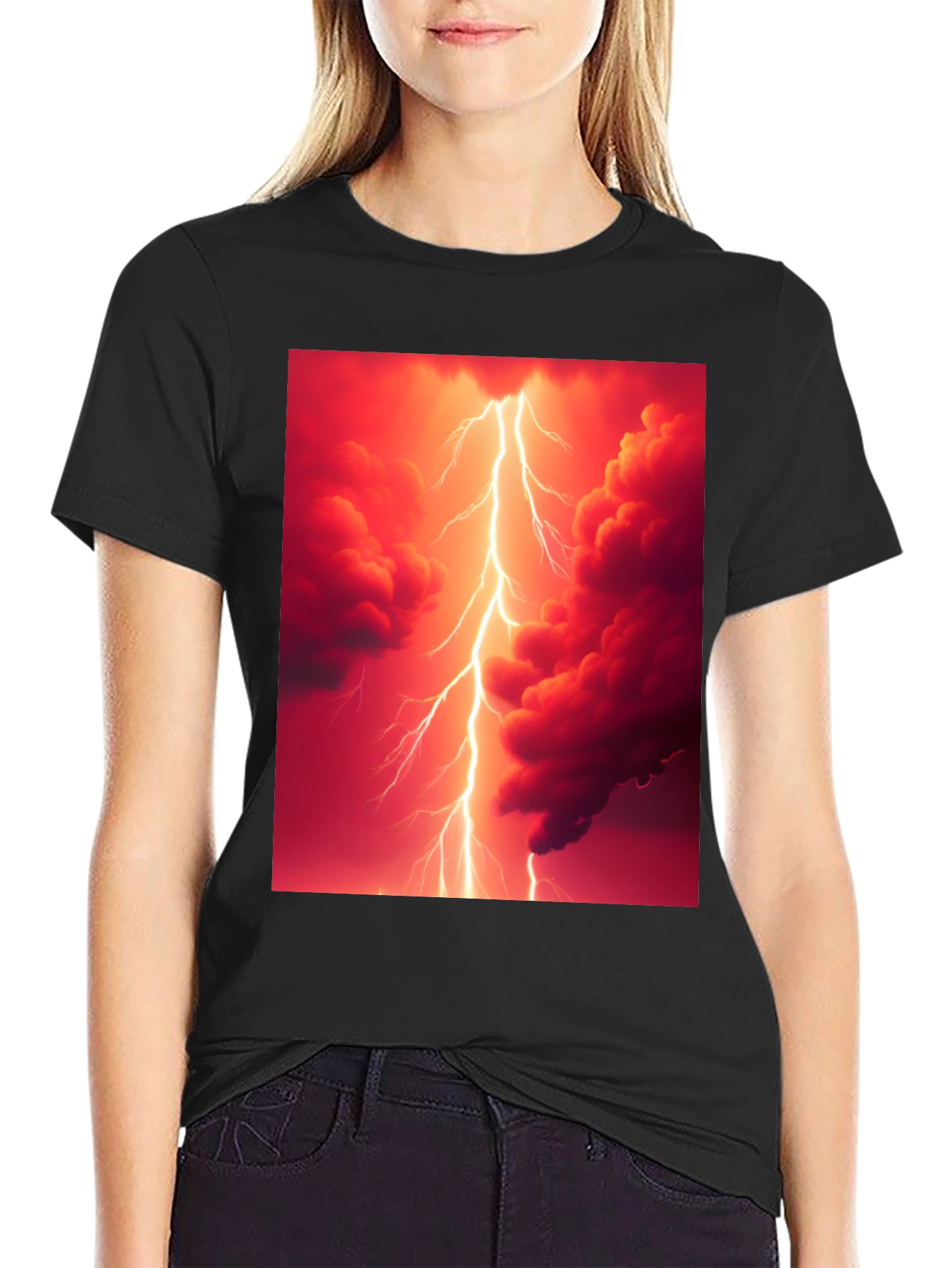 Lightning Strike Graphic Black T-Shirt