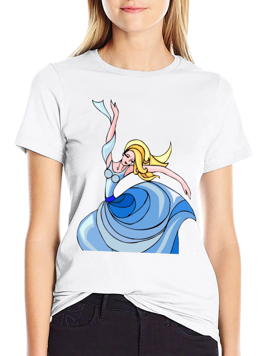 Dancing Woman Graphic Tee - Stylish Black T-Shirt