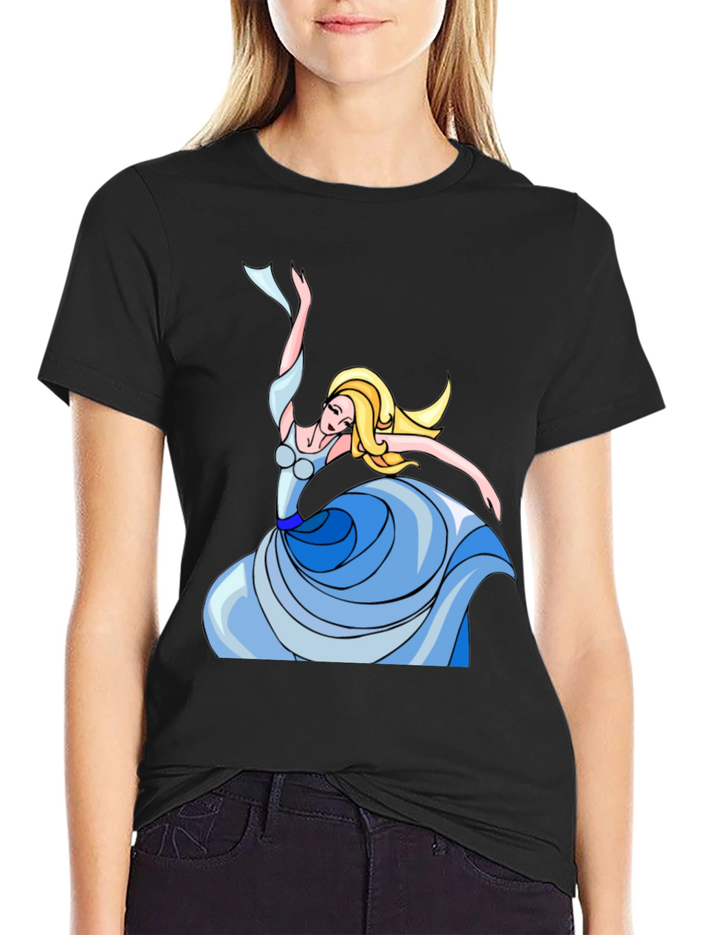 Dancing Woman Graphic Tee - Stylish Black T-Shirt