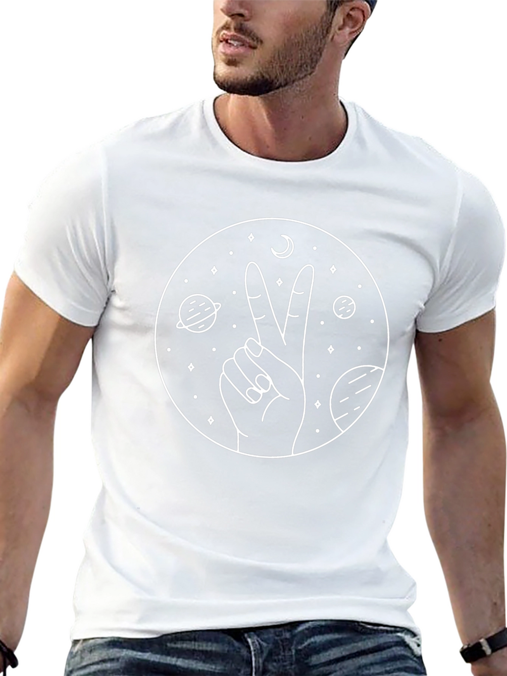 Peace Sign Galaxy Black Graphic Tee