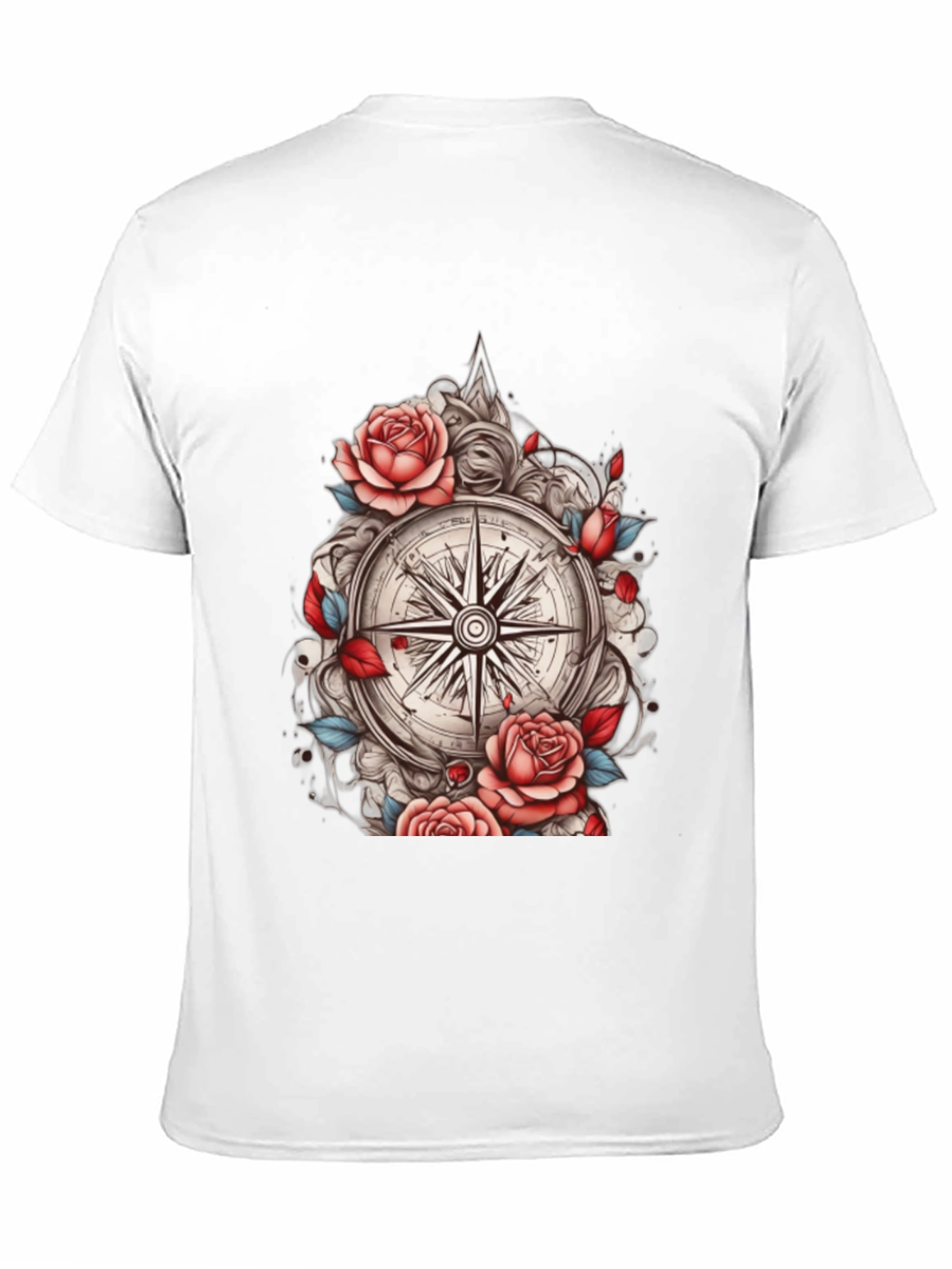 Compass Rose Floral Graphic Tee - Black