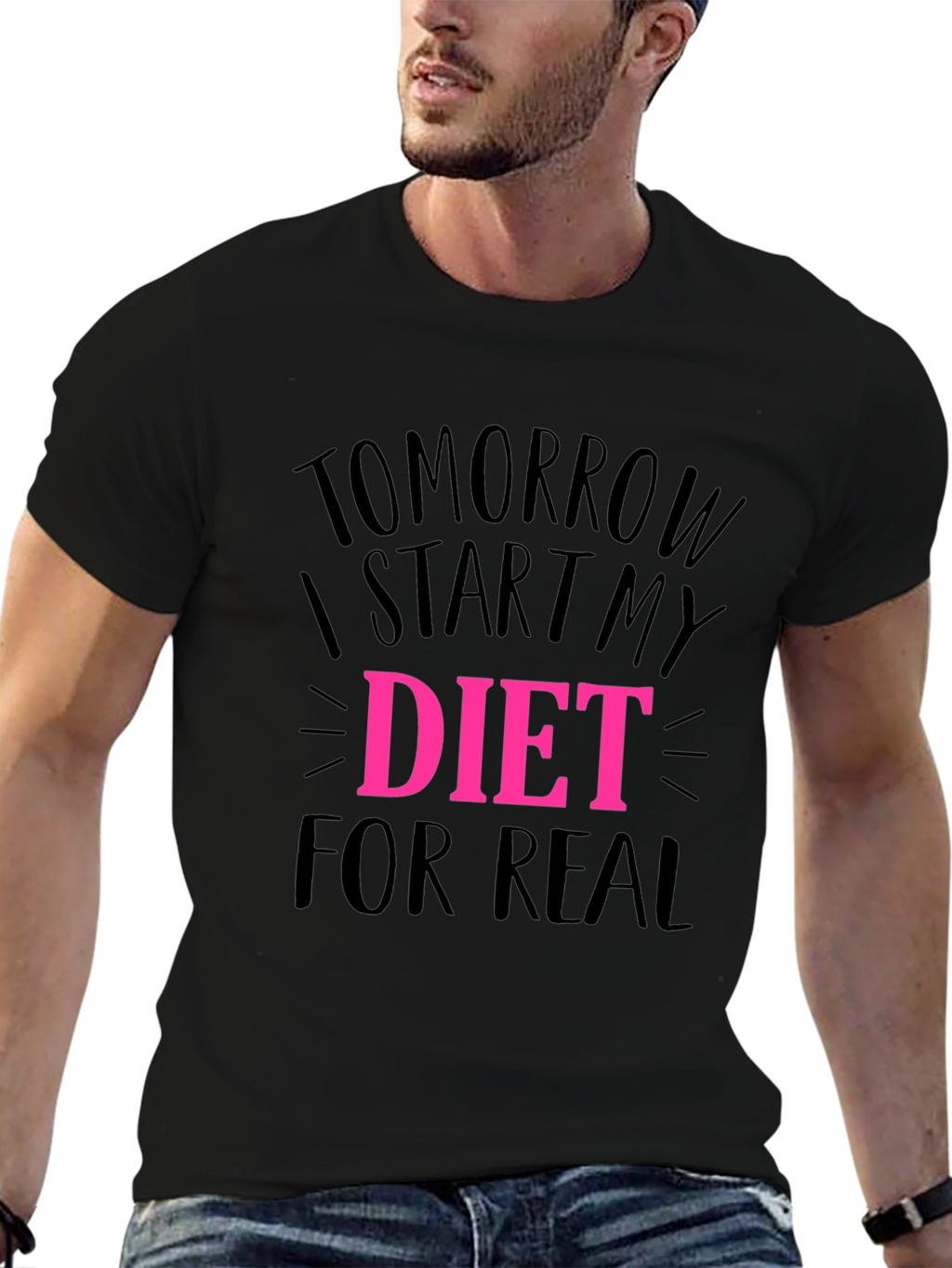 Tomorrow I Start My Diet Black T-Shirt