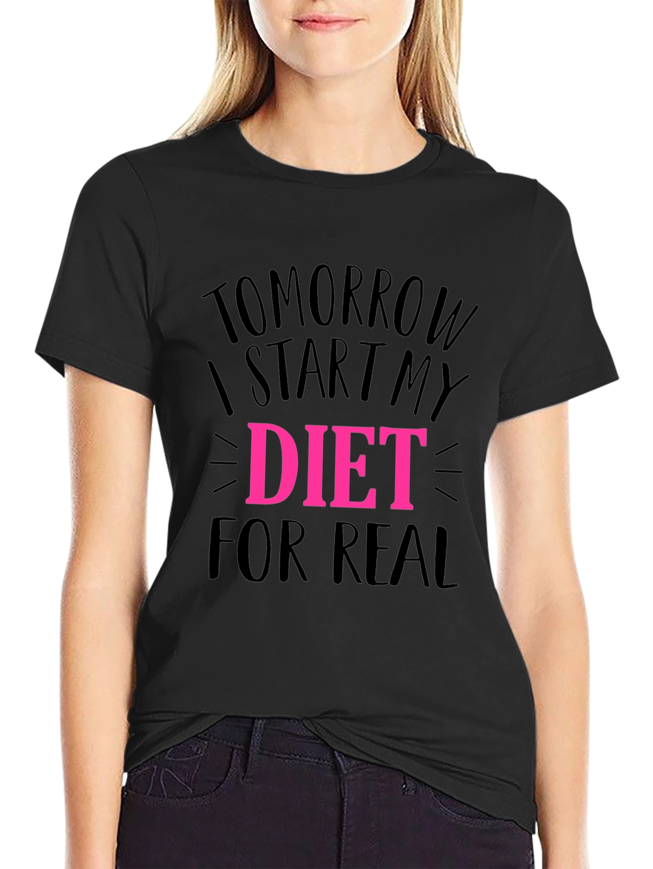 Tomorrow I Start My Diet Black T-Shirt
