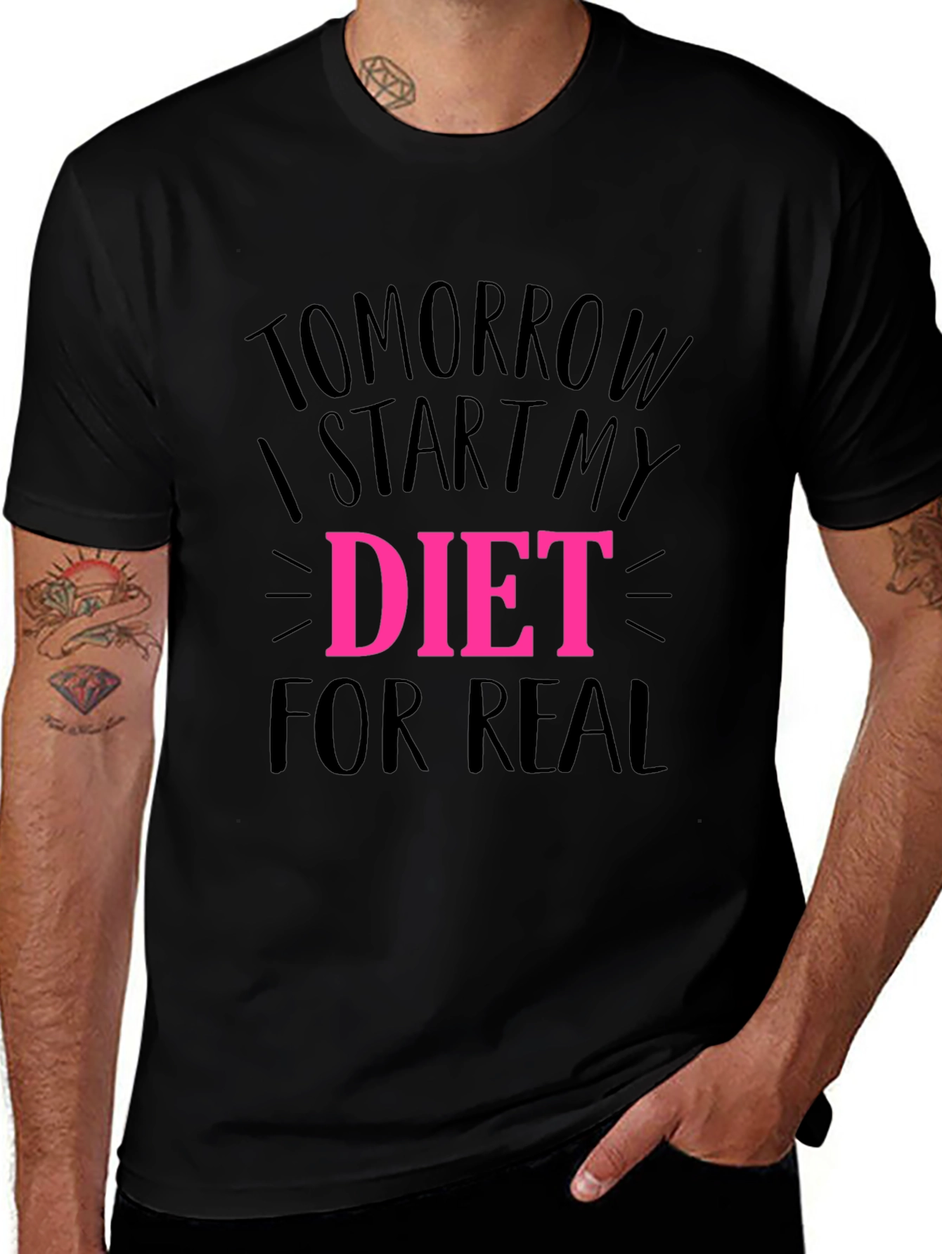 Tomorrow I Start My Diet Black T-Shirt