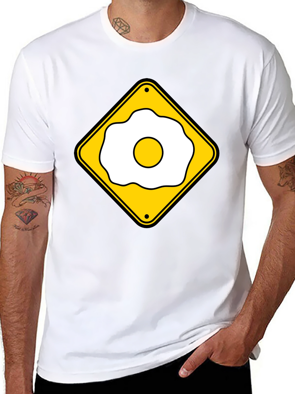 Funny Fried Egg Crossing Sign T-Shirt