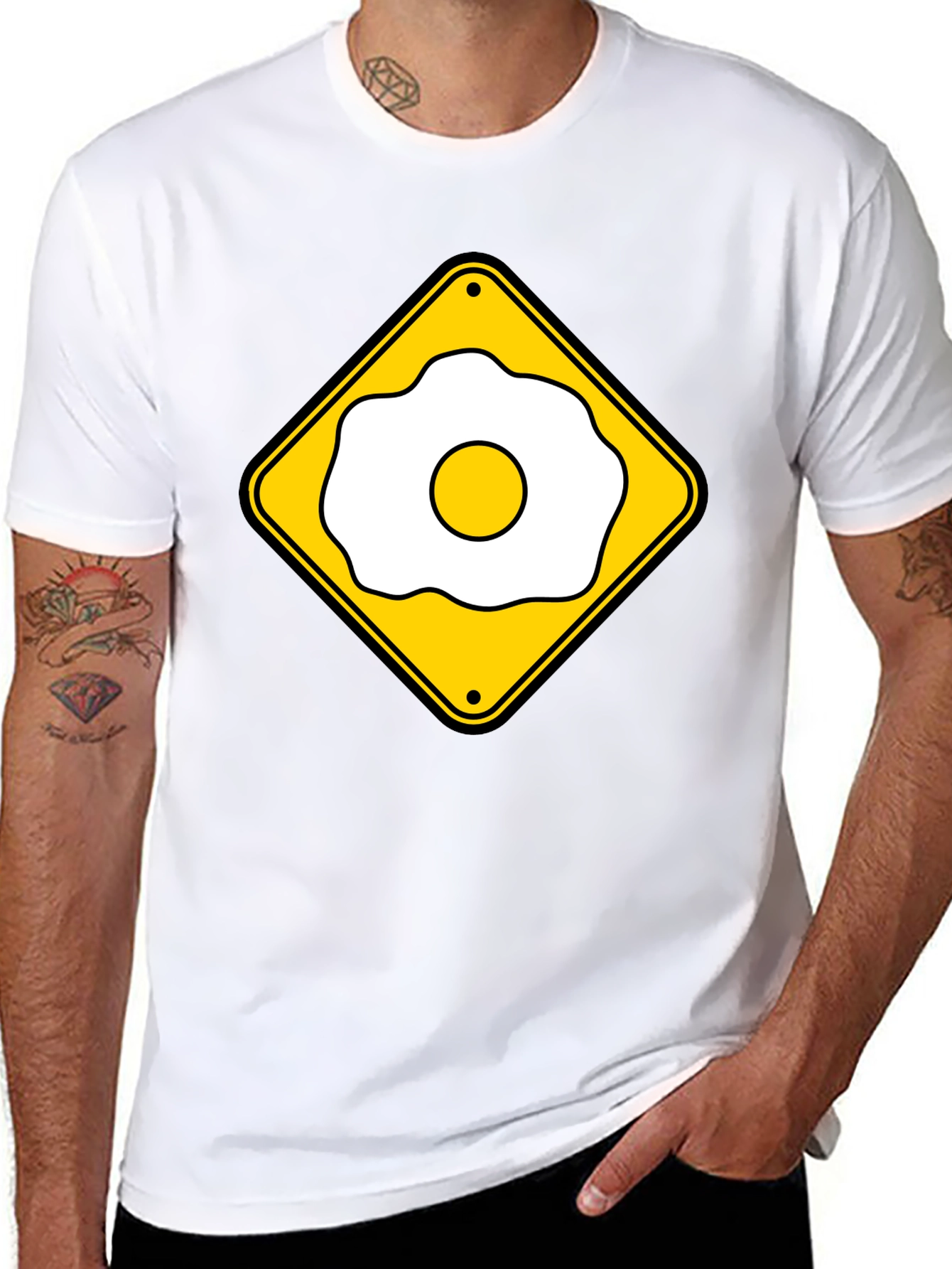 Funny Fried Egg Crossing Sign T-Shirt