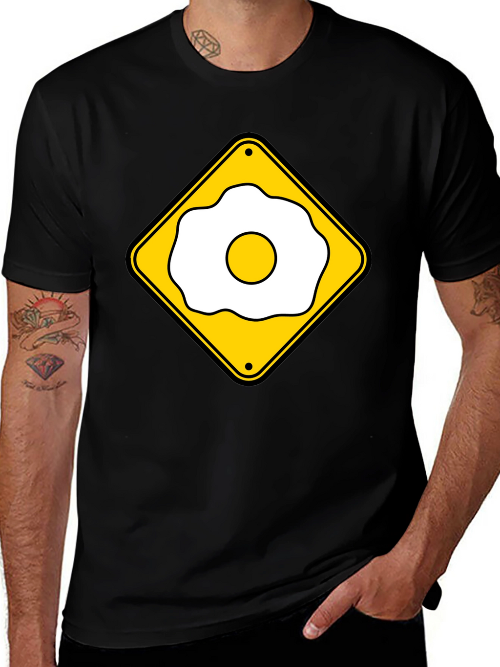 Funny Fried Egg Crossing Sign T-Shirt