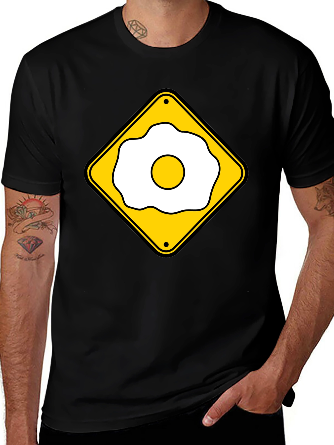 Funny Fried Egg Crossing Sign T-Shirt