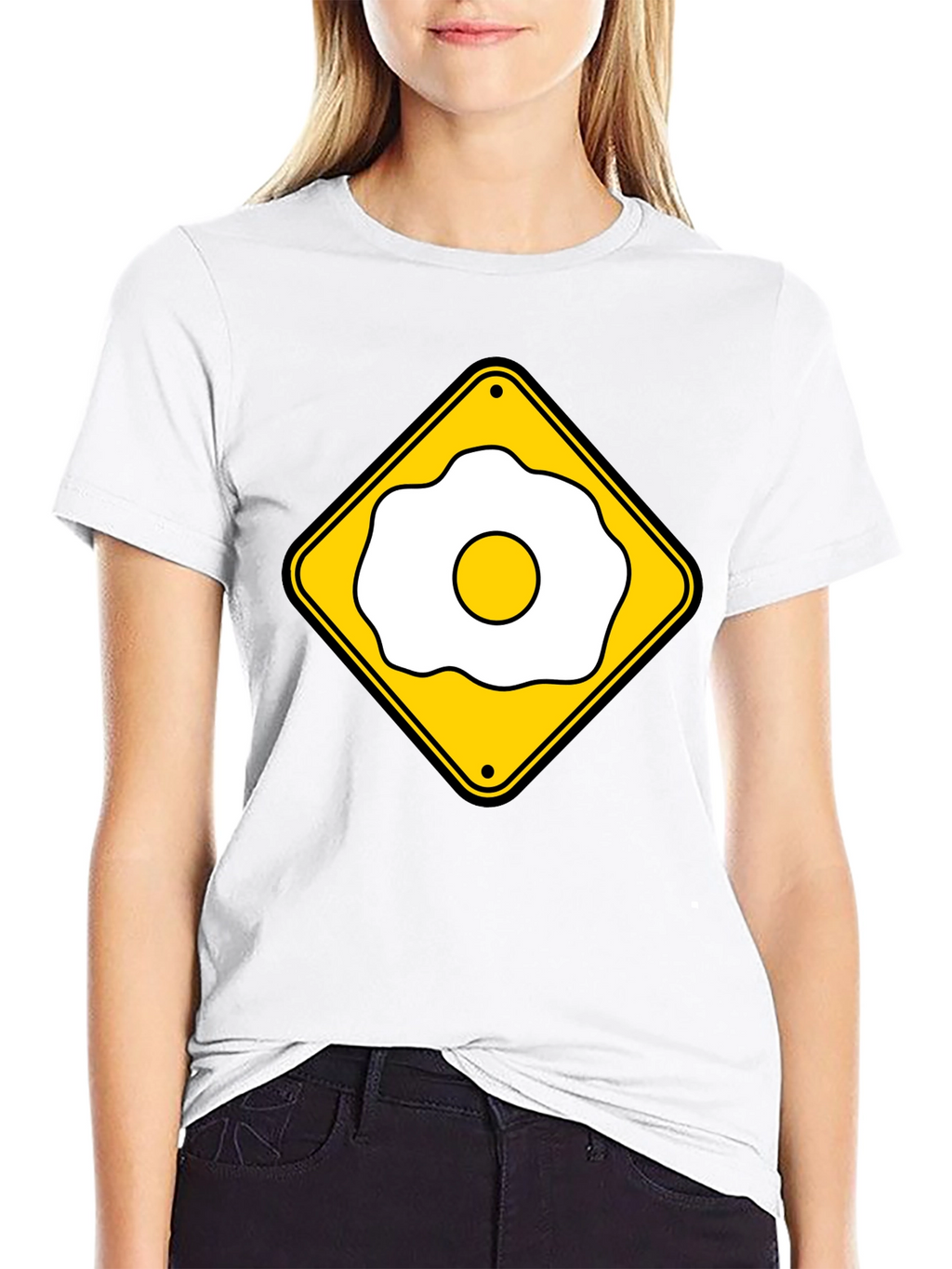 Funny Fried Egg Crossing Sign T-Shirt