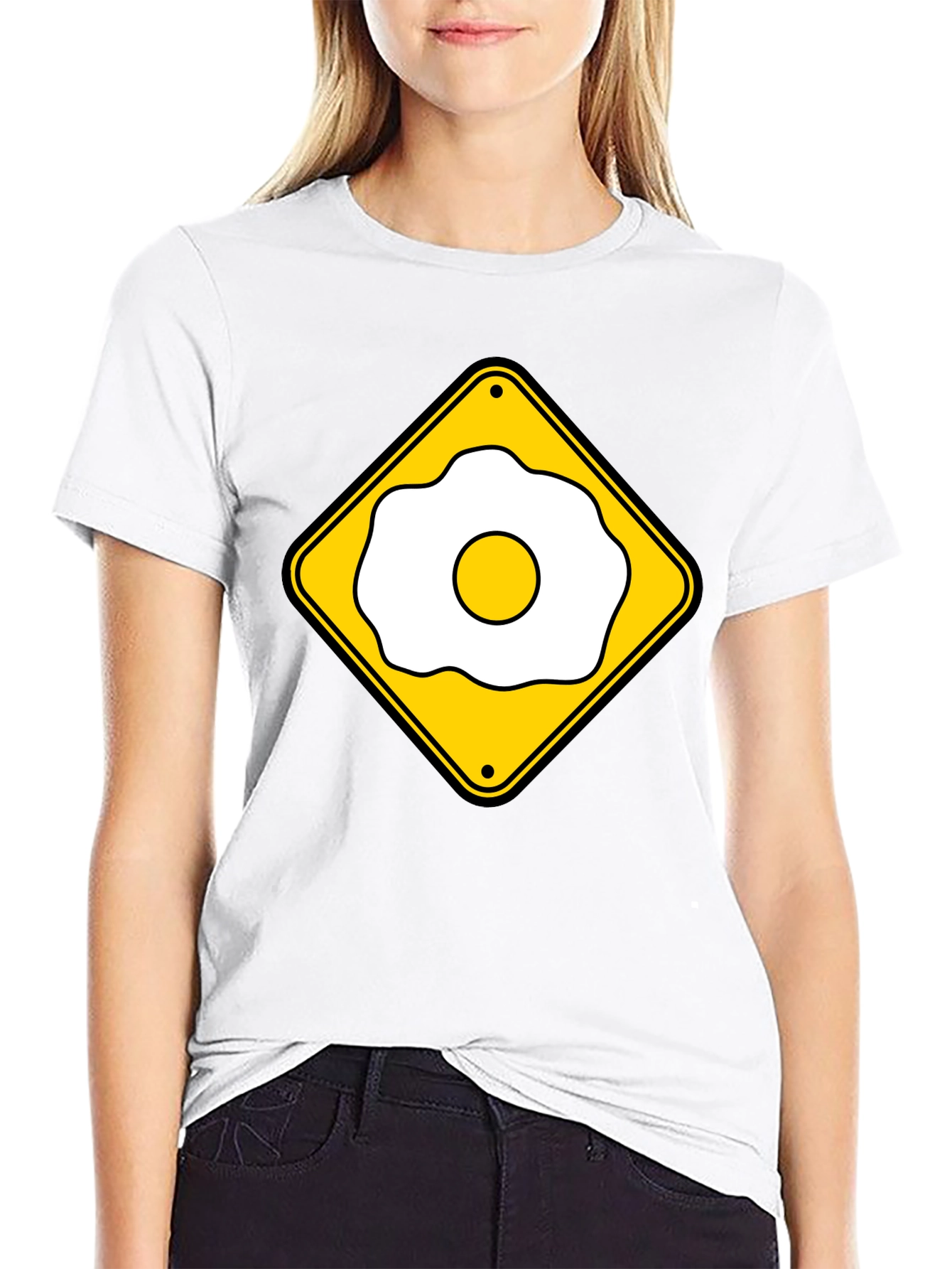 Funny Fried Egg Crossing Sign T-Shirt