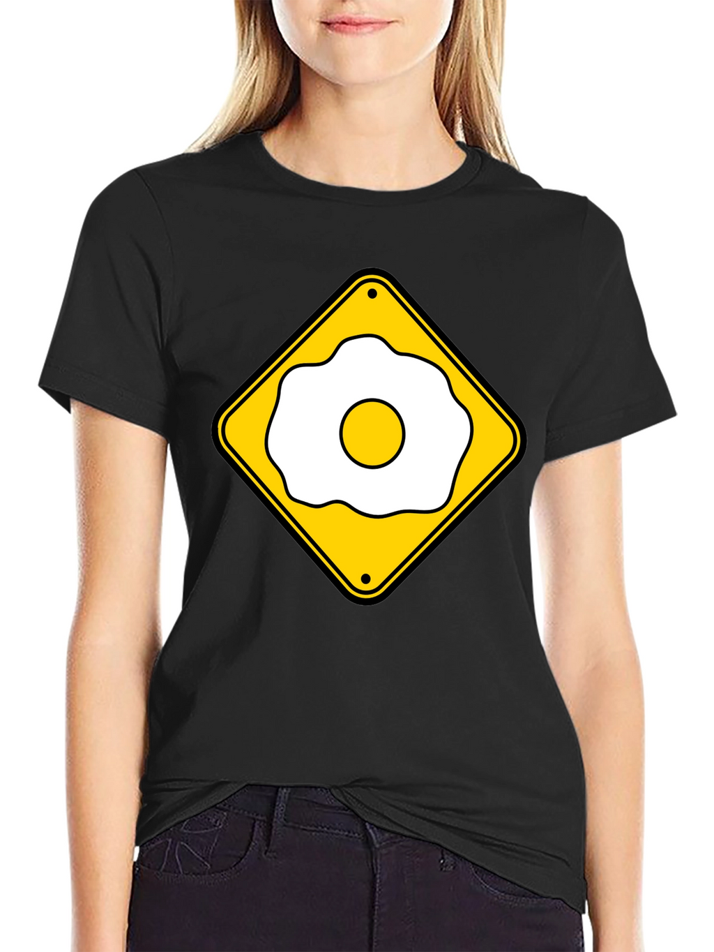 Funny Fried Egg Crossing Sign T-Shirt