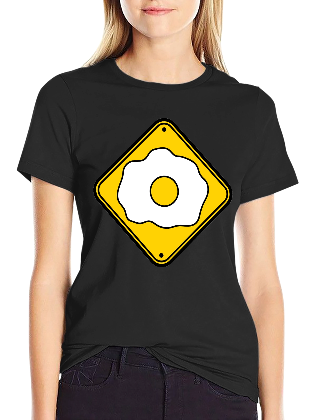 Funny Fried Egg Crossing Sign T-Shirt