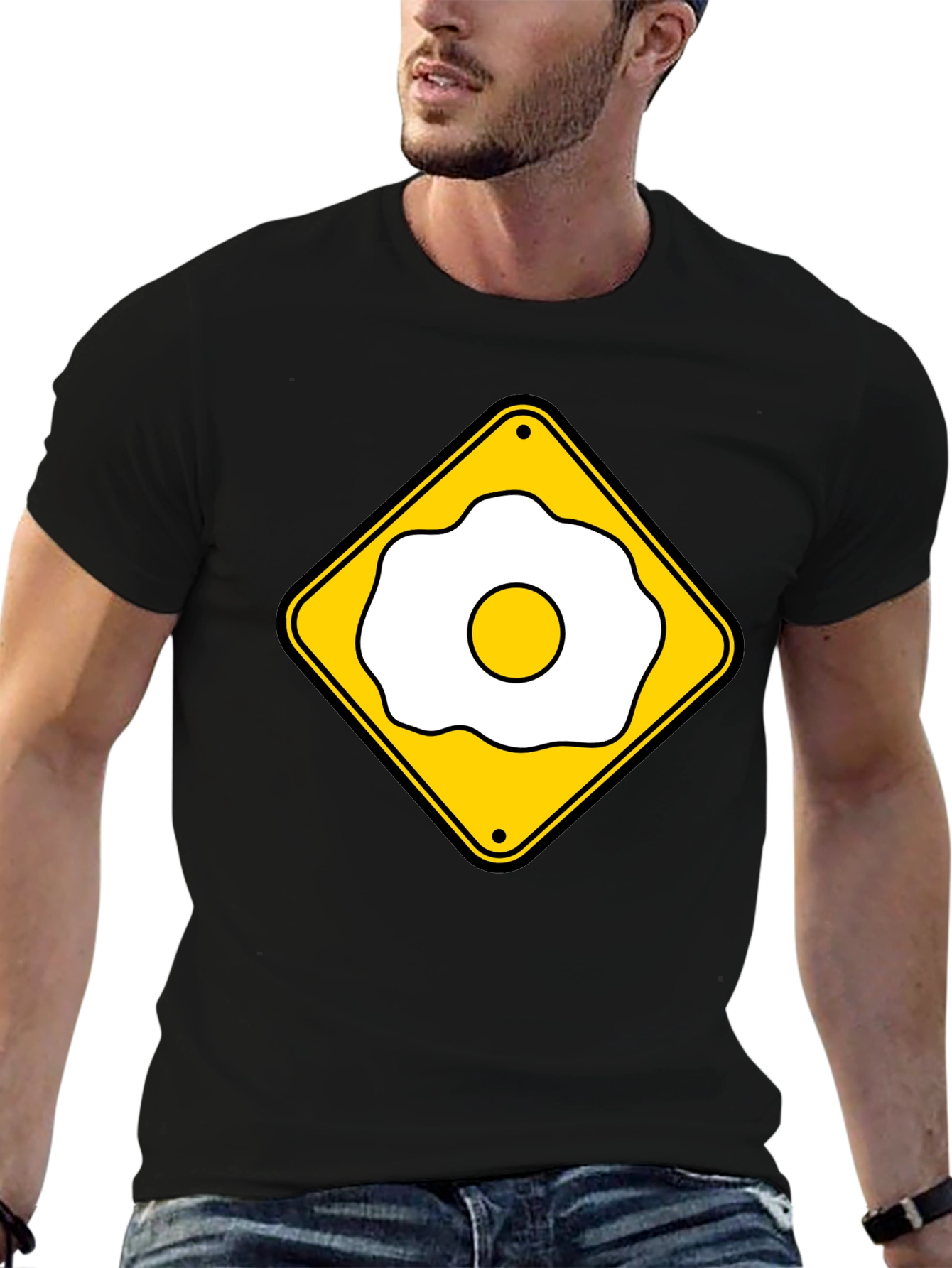 Funny Fried Egg Crossing Sign T-Shirt