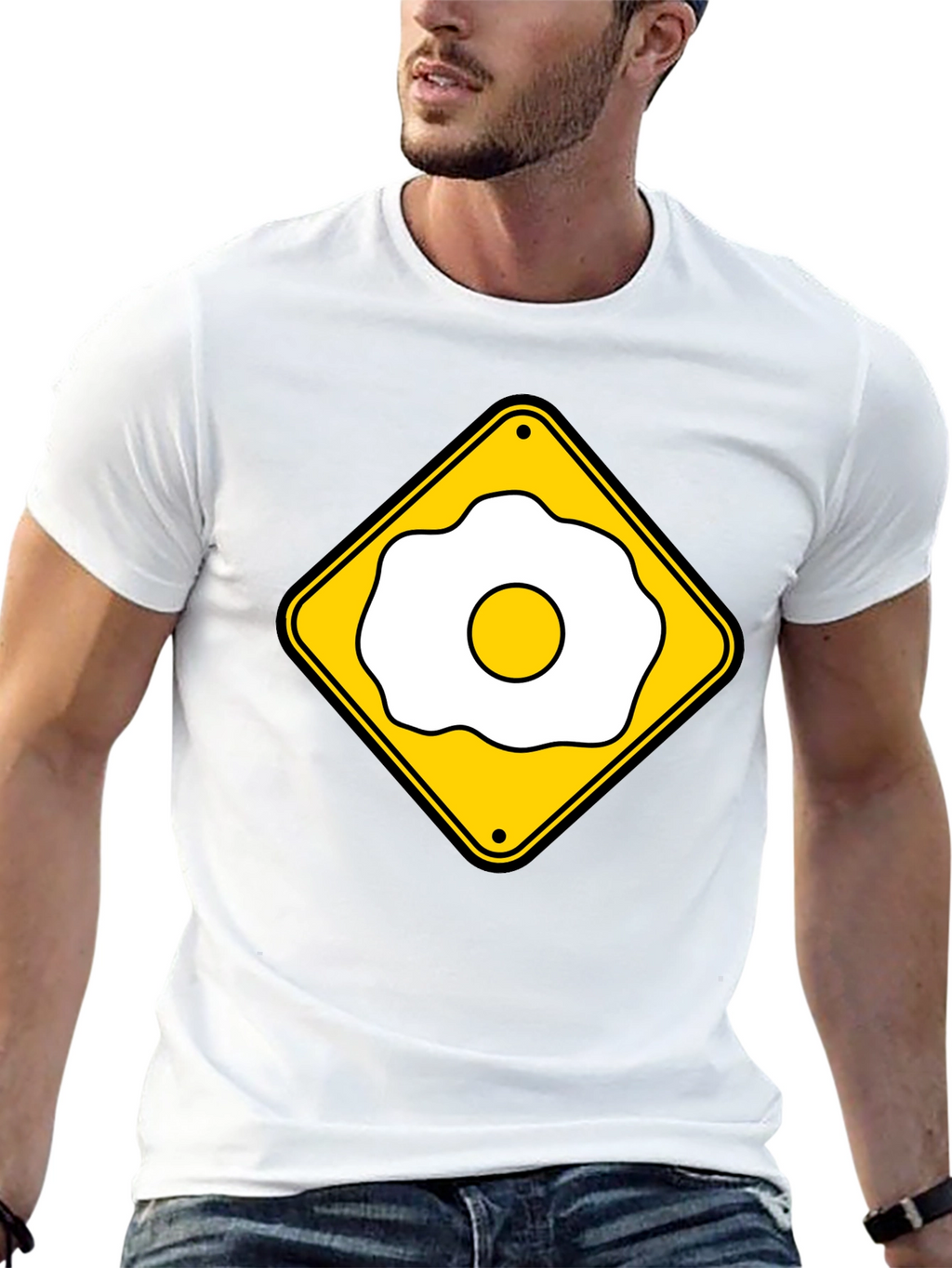 Funny Fried Egg Crossing Sign T-Shirt