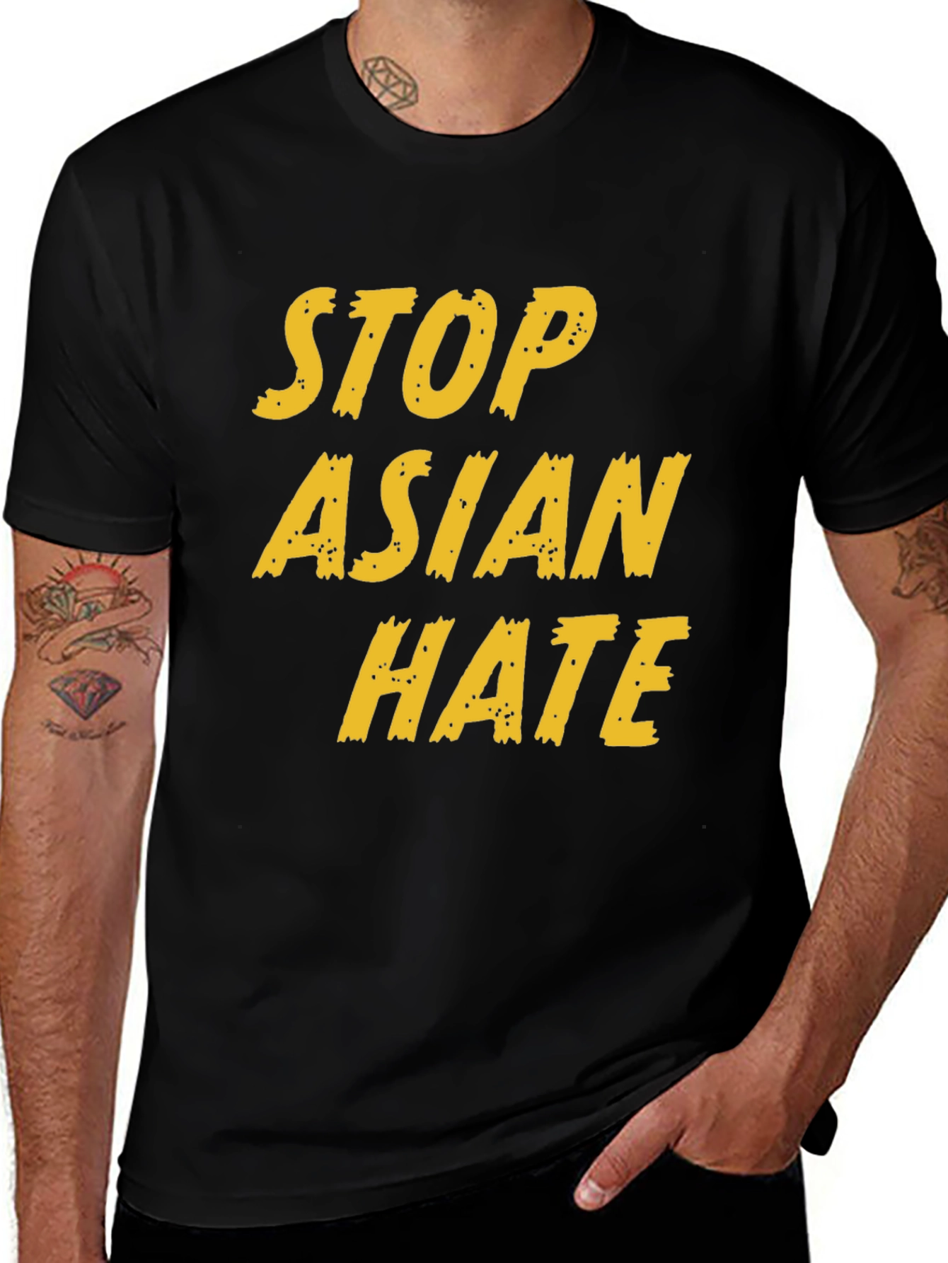 Stop Asian Hate Graphic Tee - Black Activism T-Shirt