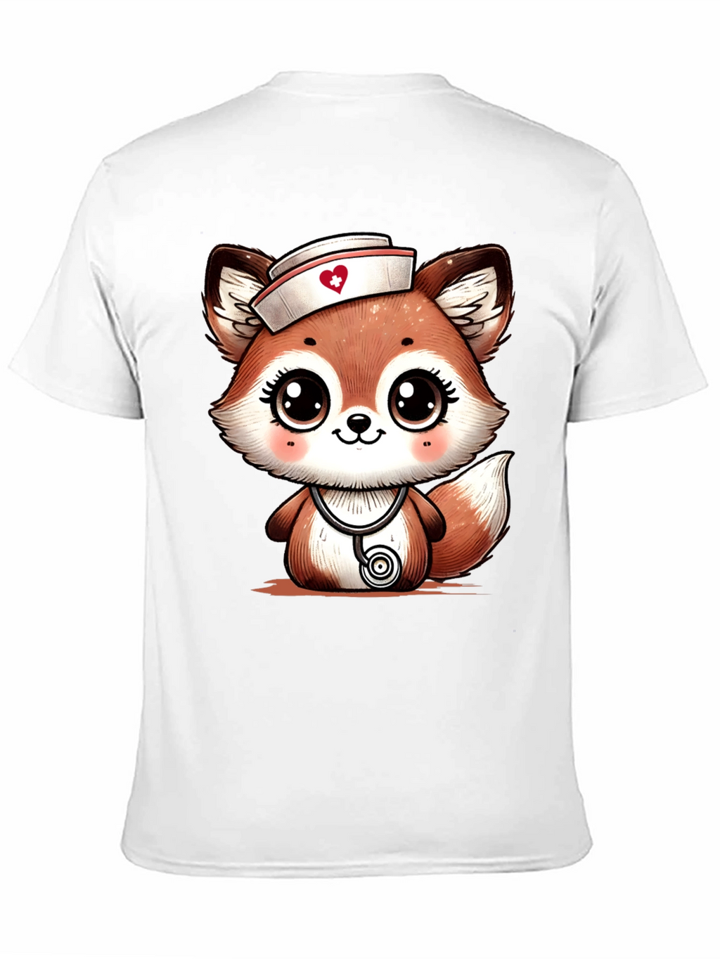 Cute Fox Nurse T-Shirt - Cartoon Animal Tee