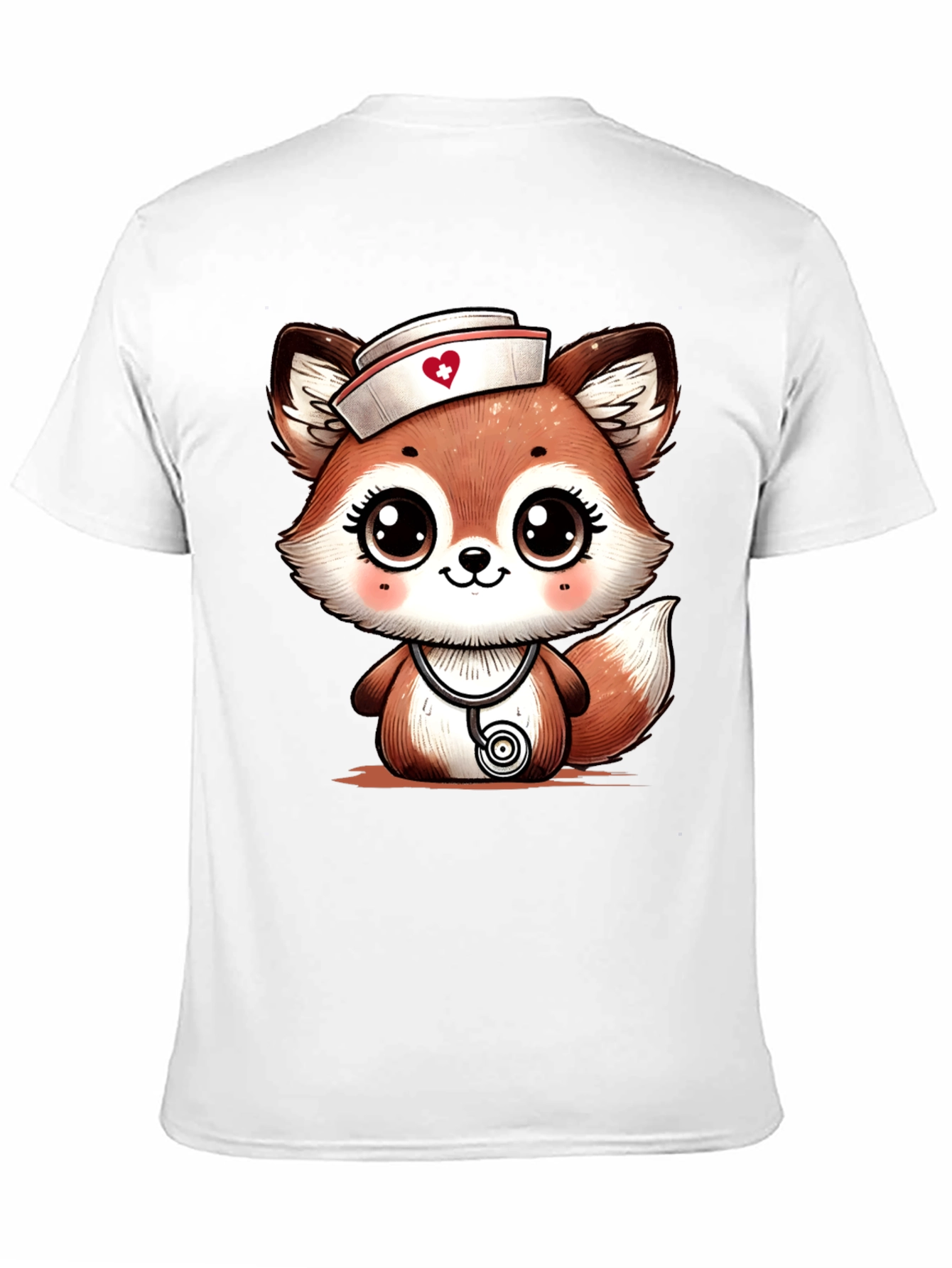 Cute Fox Nurse T-Shirt - Cartoon Animal Tee