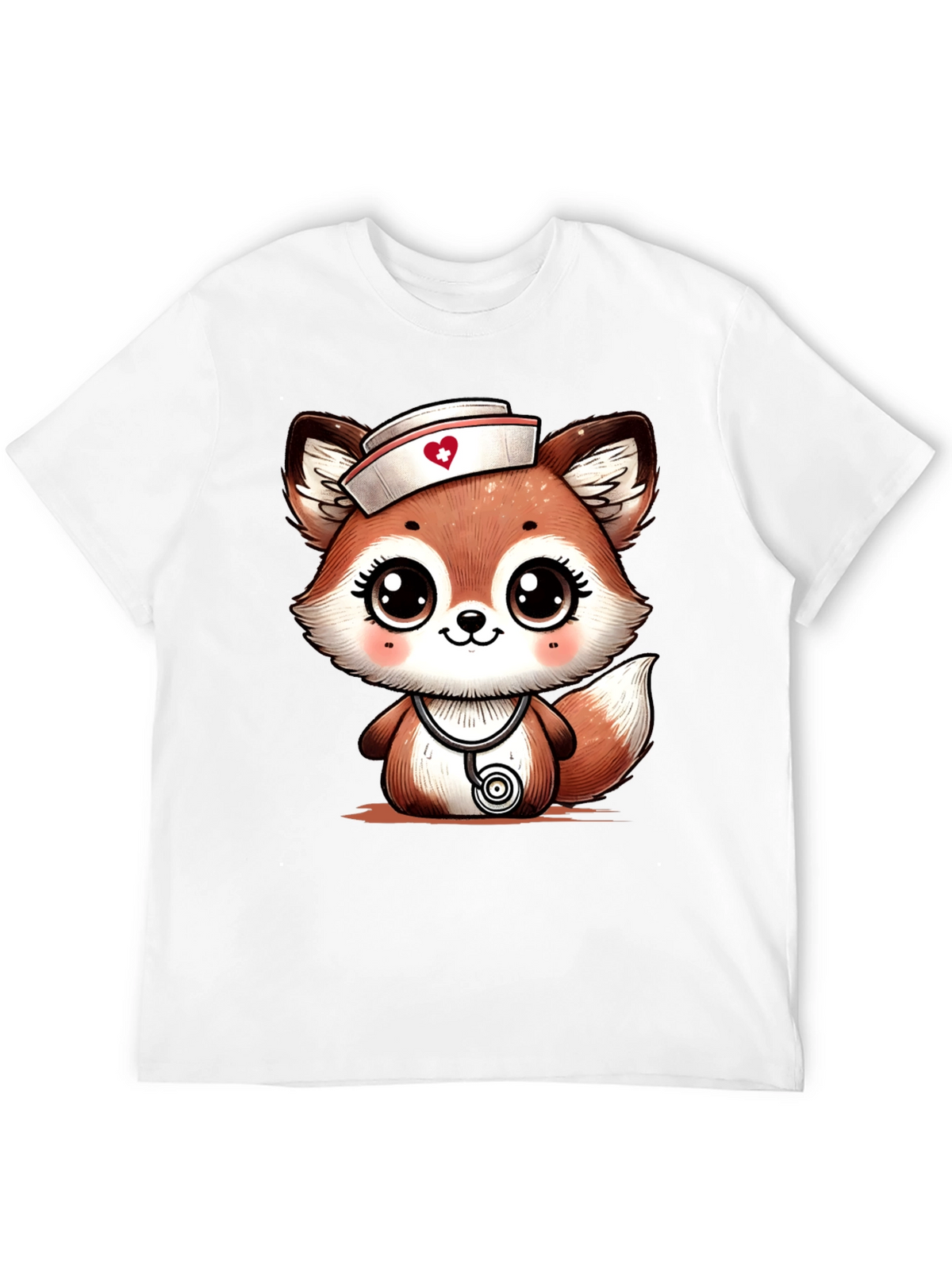 Cute Fox Nurse T-Shirt - Cartoon Animal Tee