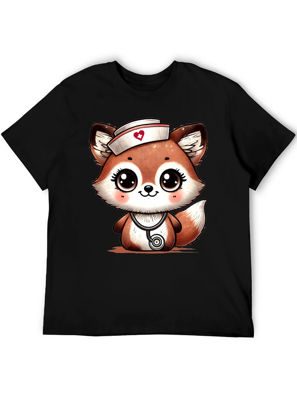 Cute Fox Nurse T-Shirt - Cartoon Animal Tee