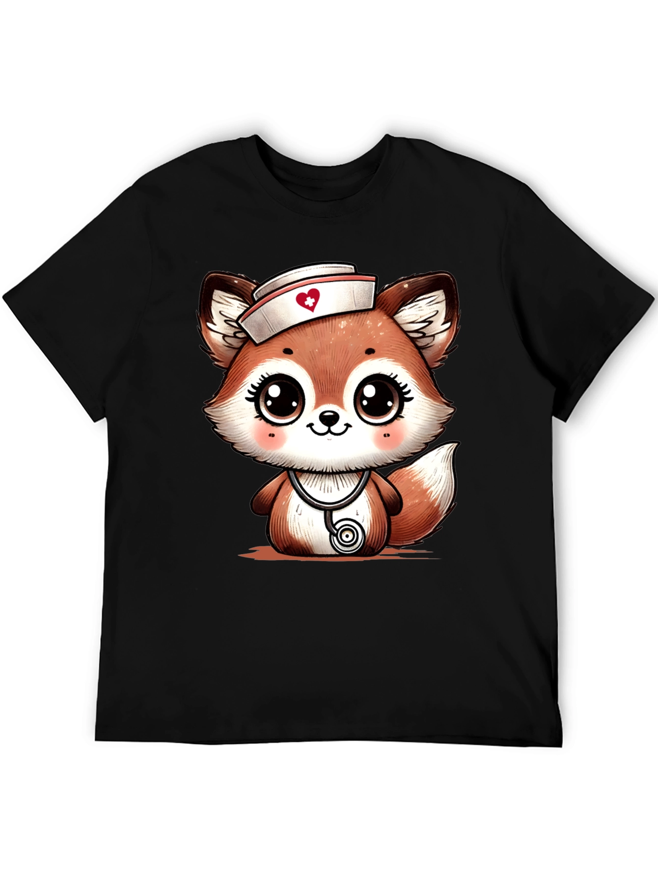 Cute Fox Nurse T-Shirt - Cartoon Animal Tee
