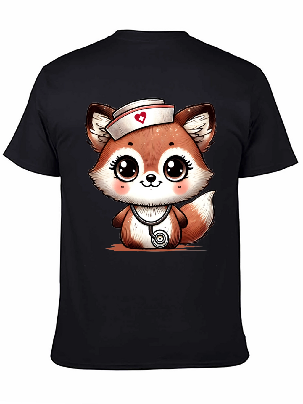 Cute Fox Nurse T-Shirt - Cartoon Animal Tee
