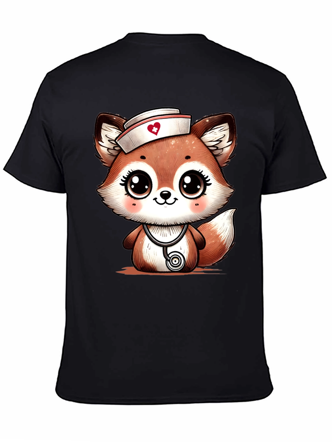 Cute Fox Nurse T-Shirt - Cartoon Animal Tee