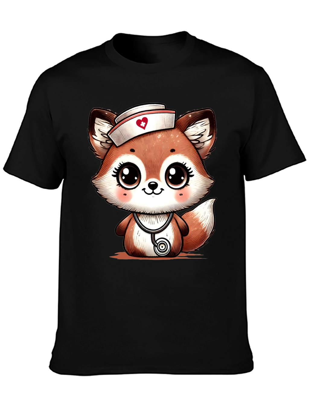 Cute Fox Nurse T-Shirt - Cartoon Animal Tee