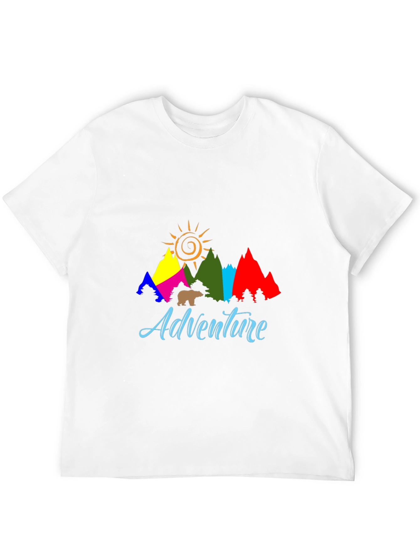 Adventure T-Shirt: Mountains Sun and Bear Graphic Tee