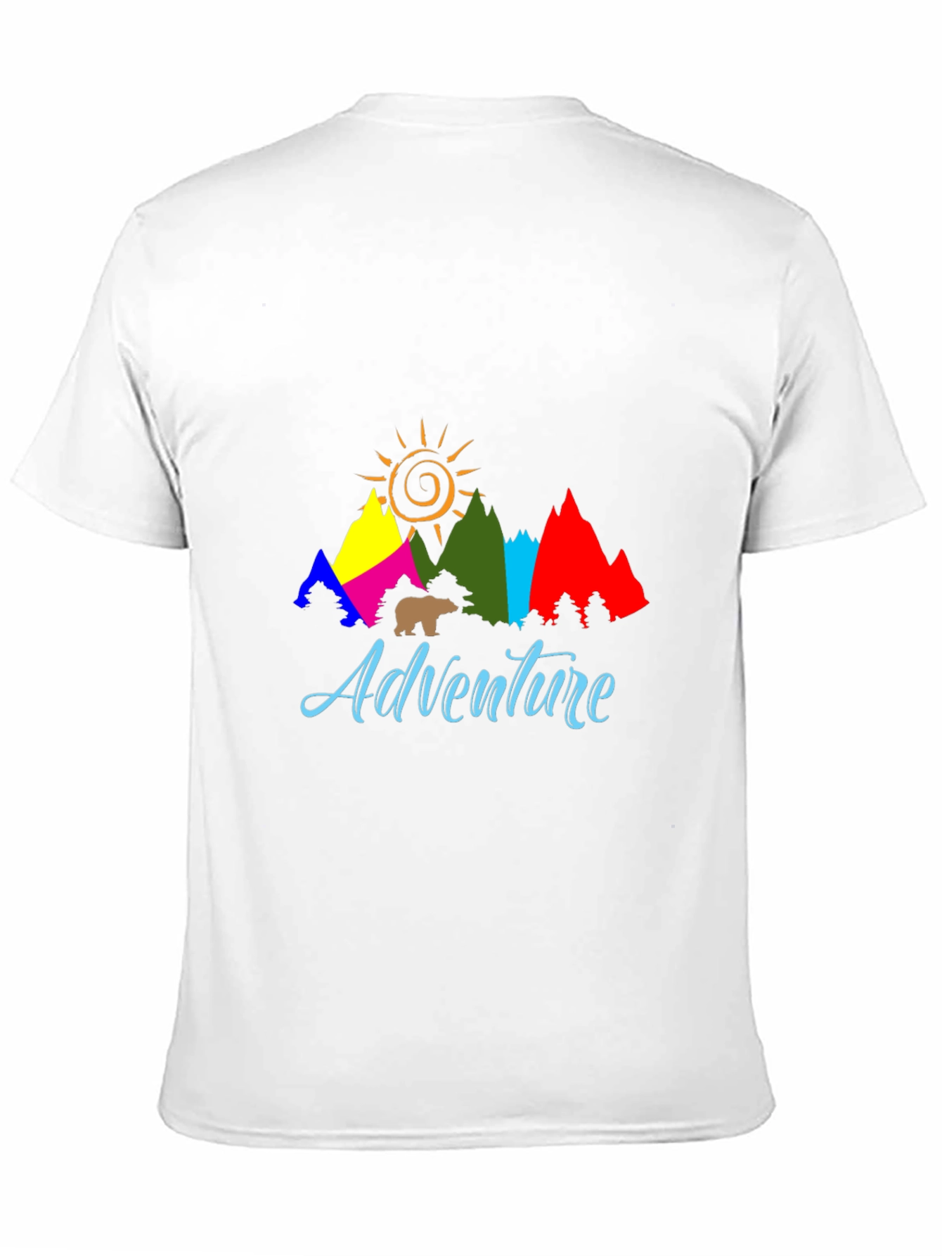 Adventure T-Shirt: Mountains Sun and Bear Graphic Tee