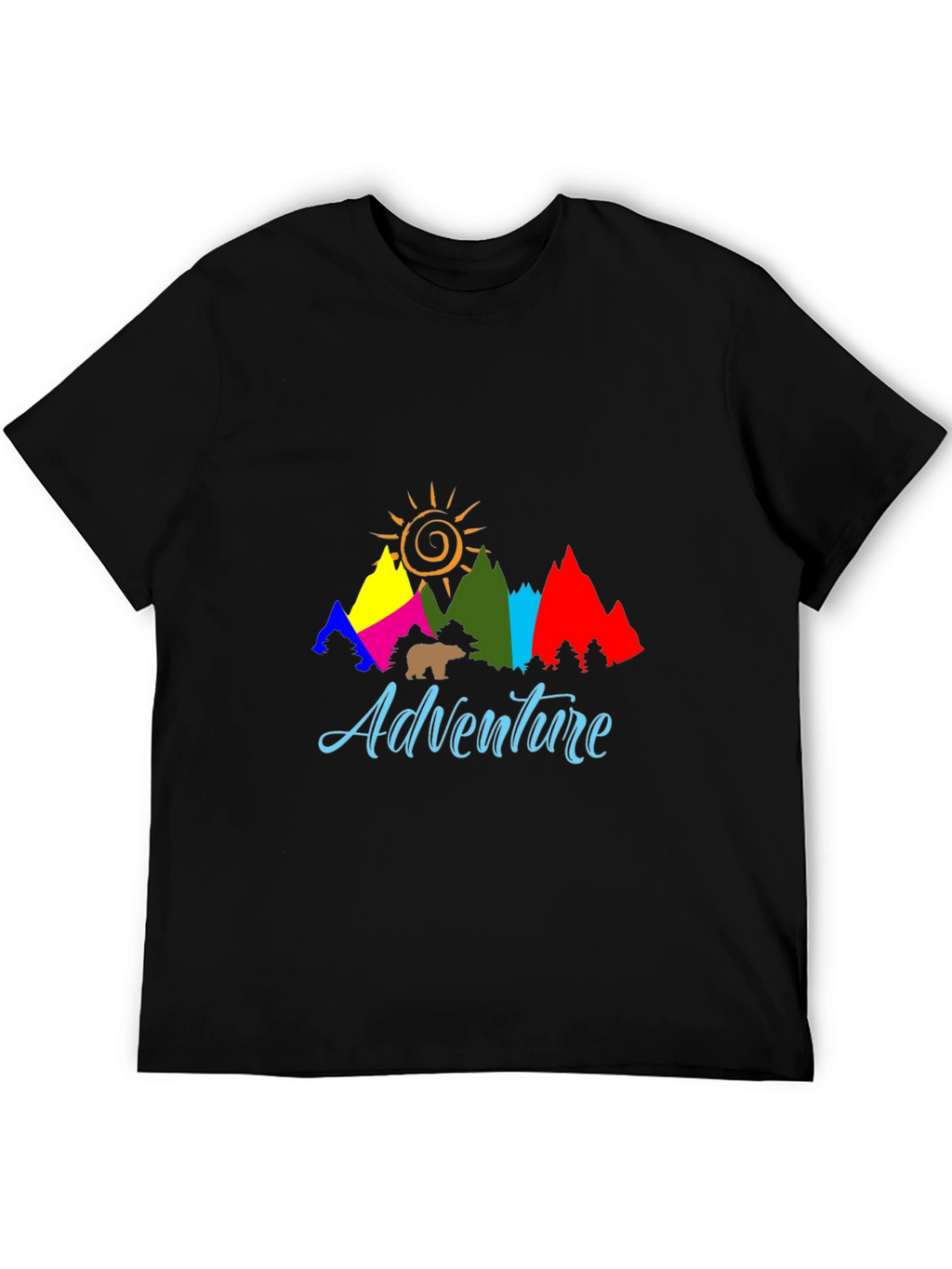 Adventure T-Shirt: Mountains Sun and Bear Graphic Tee