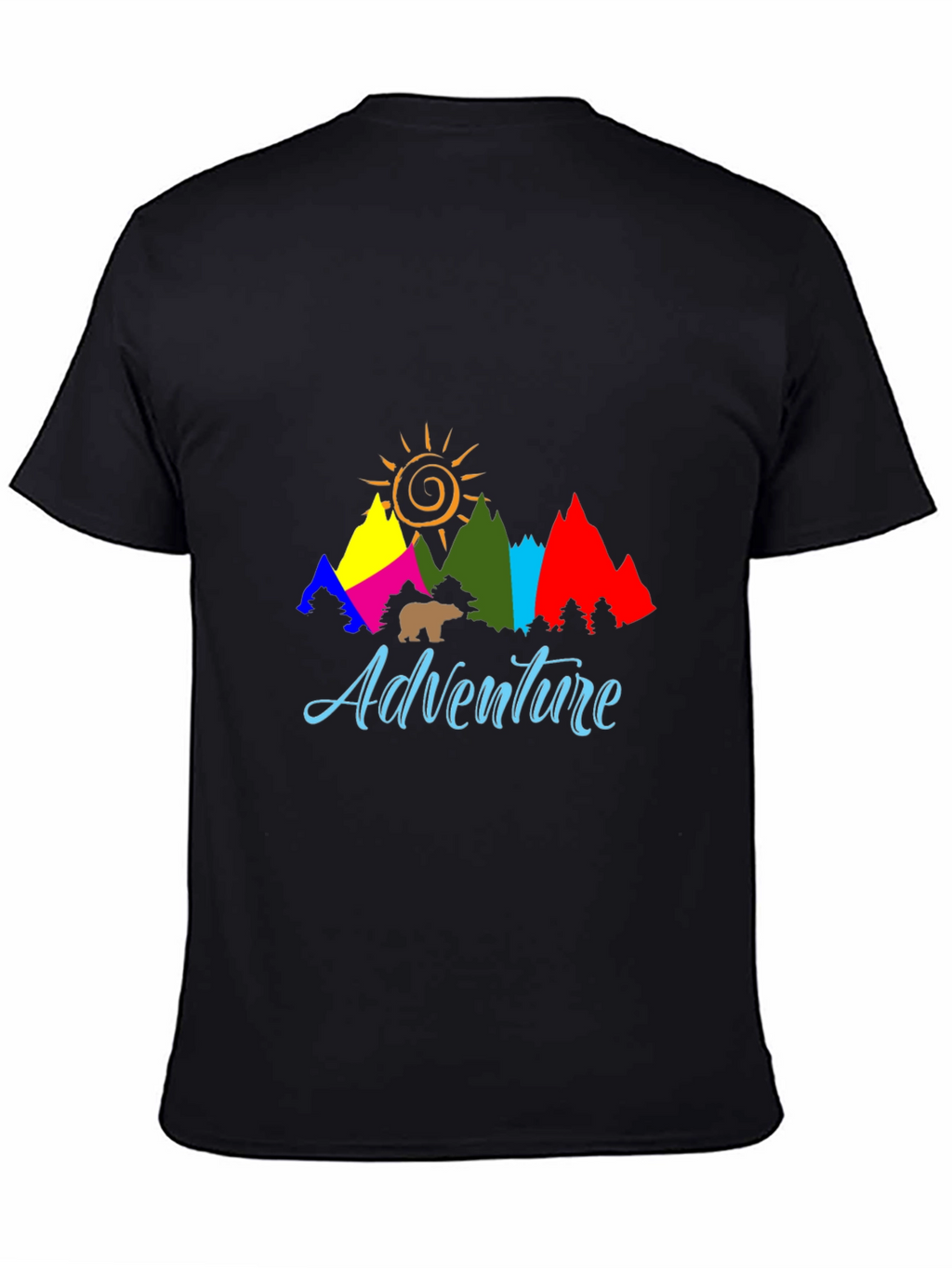 Adventure T-Shirt: Mountains Sun and Bear Graphic Tee