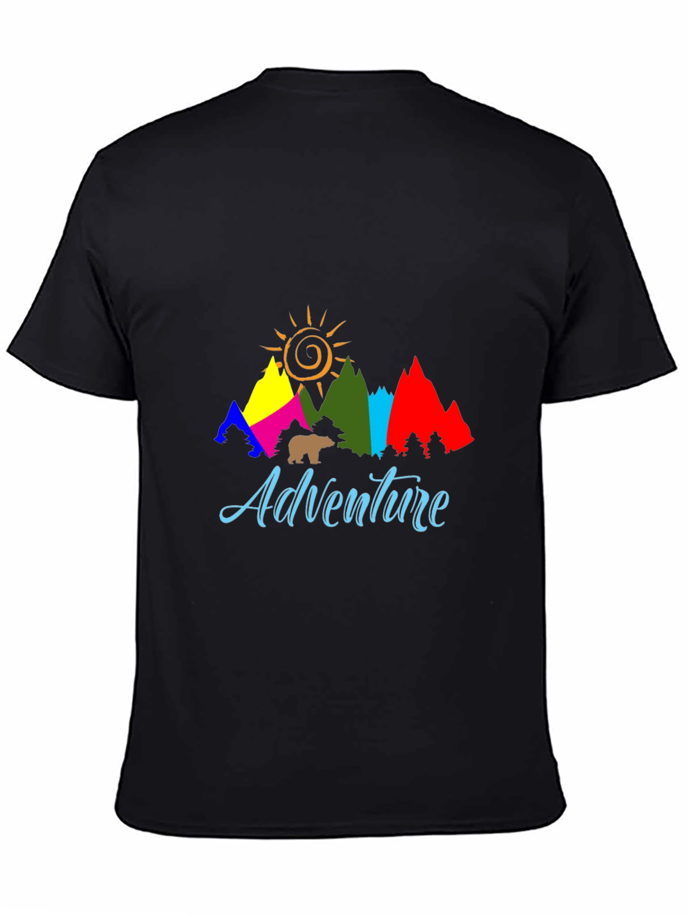 Adventure T-Shirt: Mountains Sun and Bear Graphic Tee