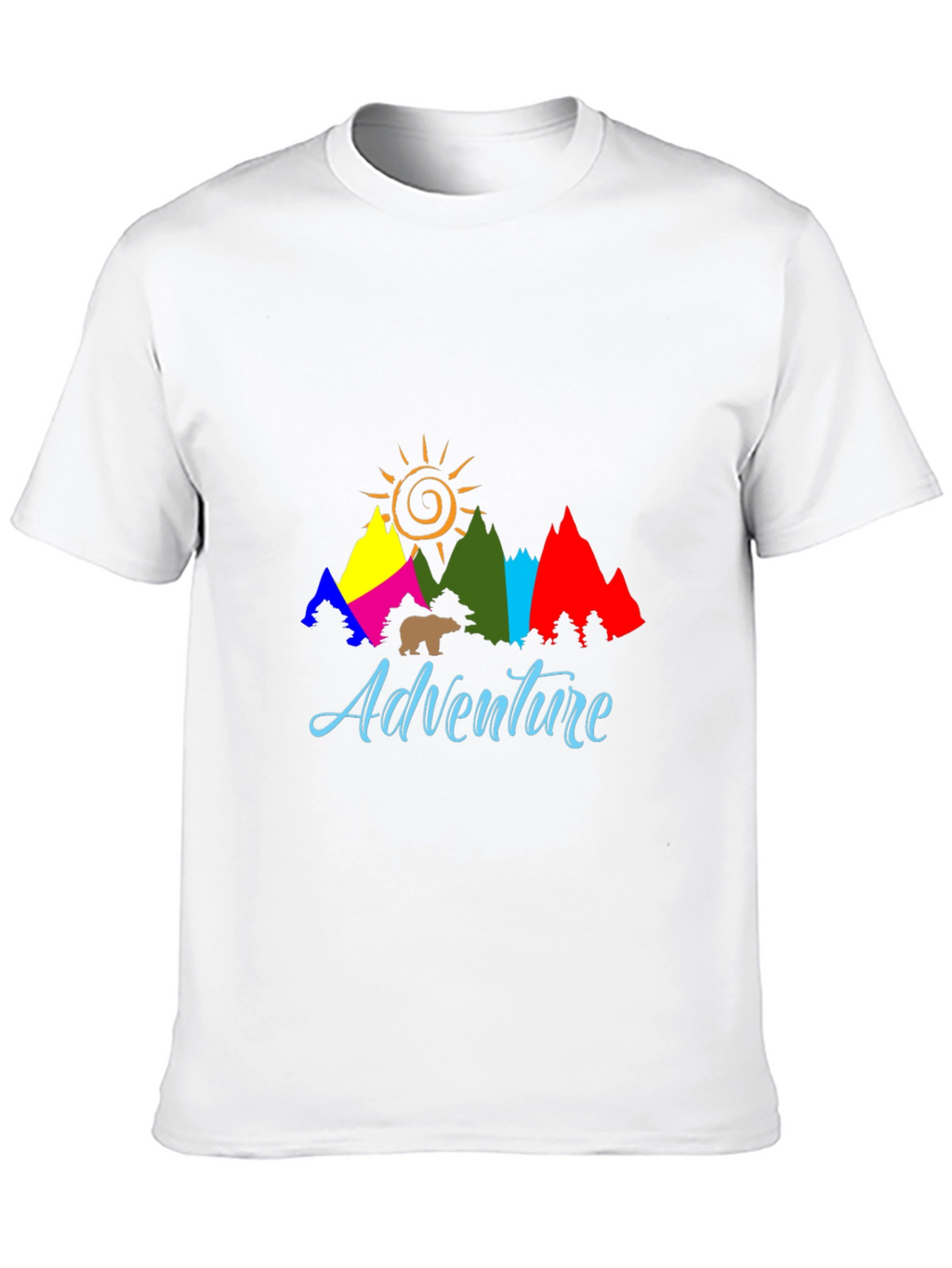 Adventure T-Shirt: Mountains Sun and Bear Graphic Tee