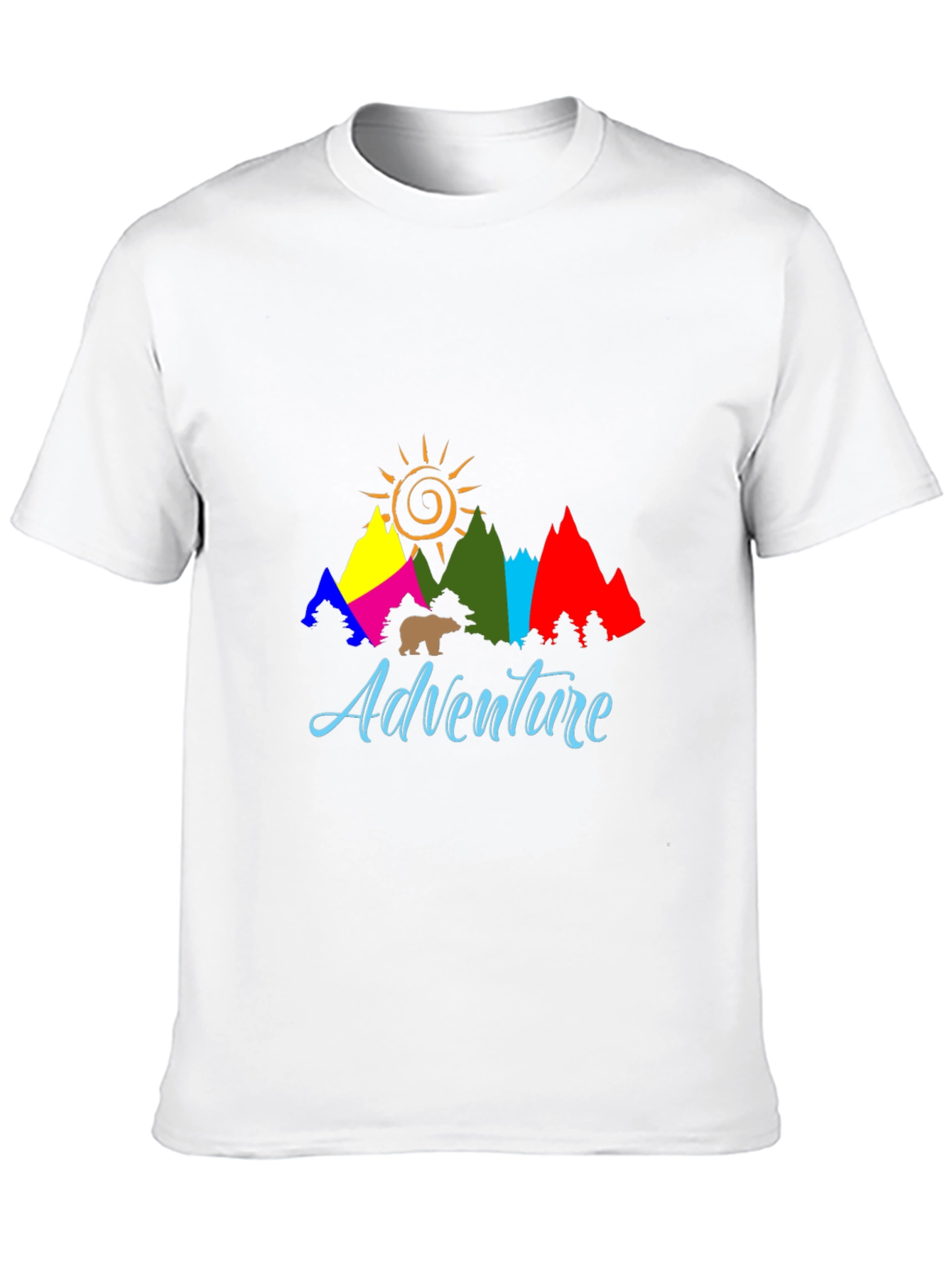 Adventure T-Shirt: Mountains Sun and Bear Graphic Tee