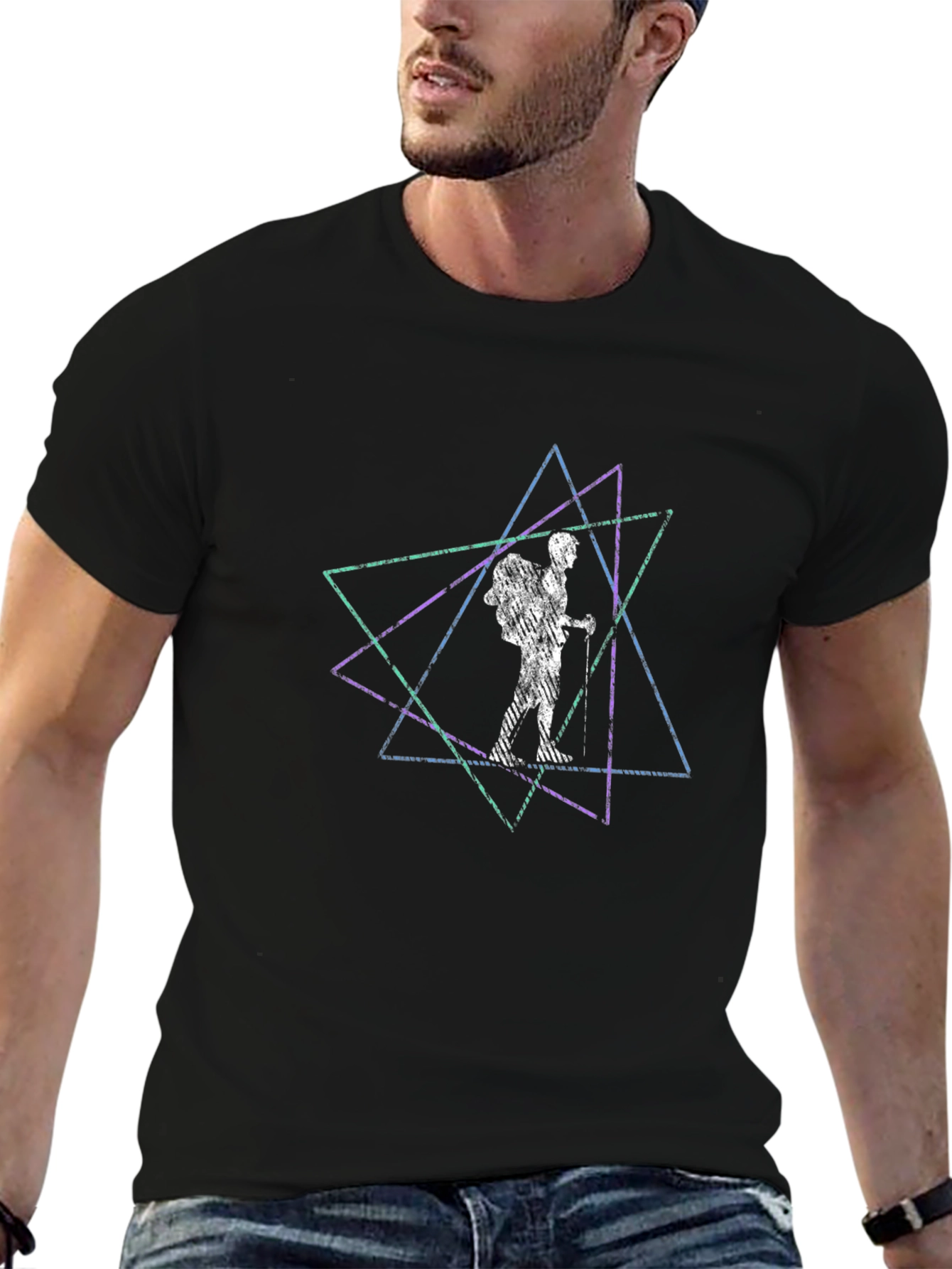 Geometric Hiker Tee - Black Graphic T-Shirt