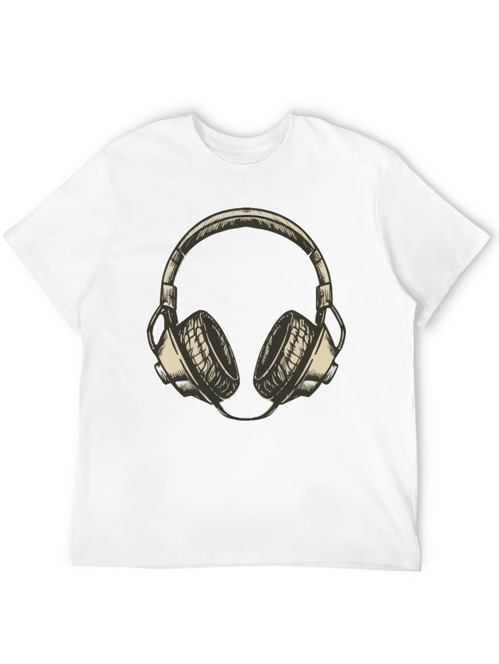 Mens Black T-Shirt with Headphone Graphic