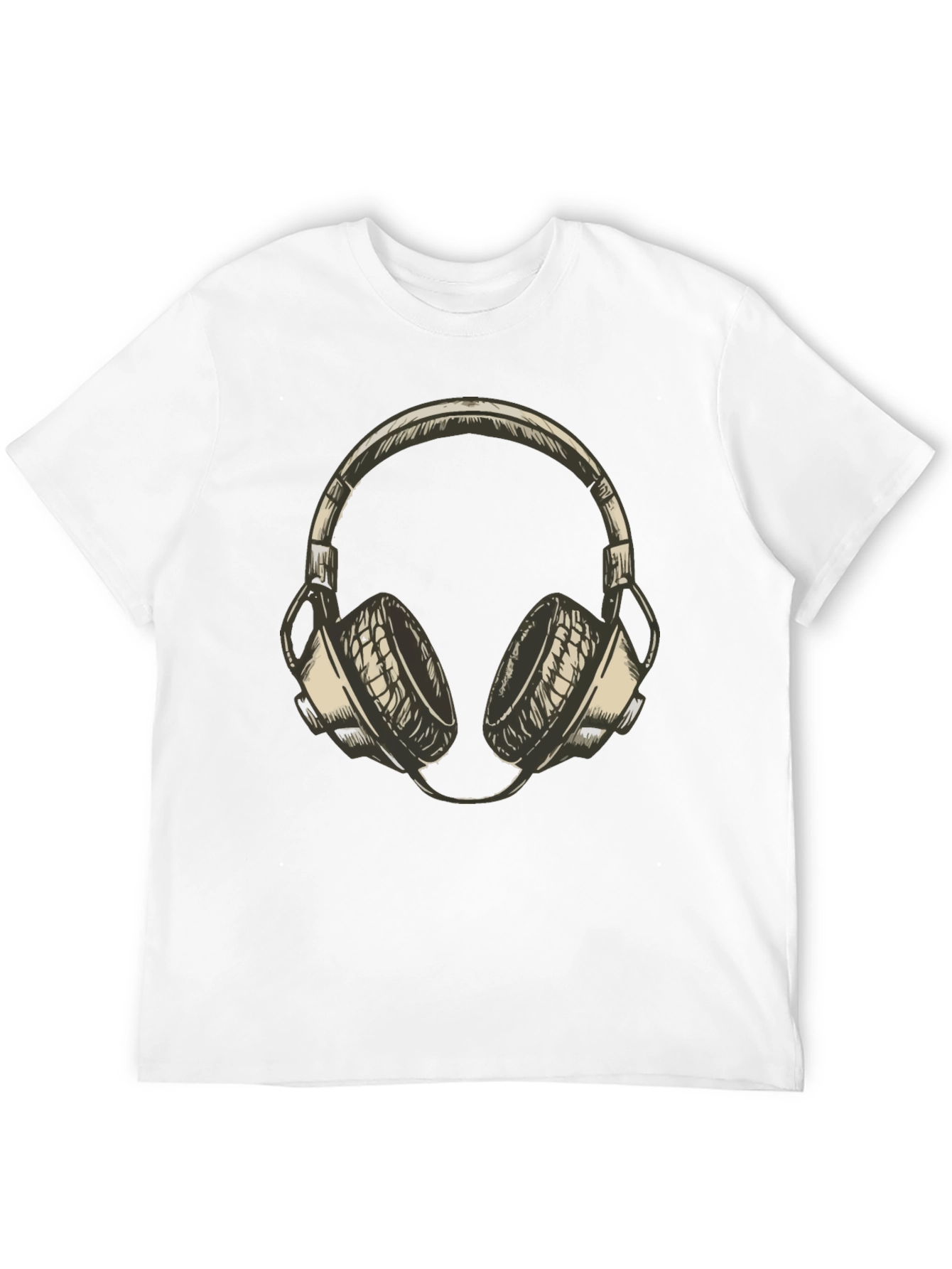Mens Black T-Shirt with Headphone Graphic