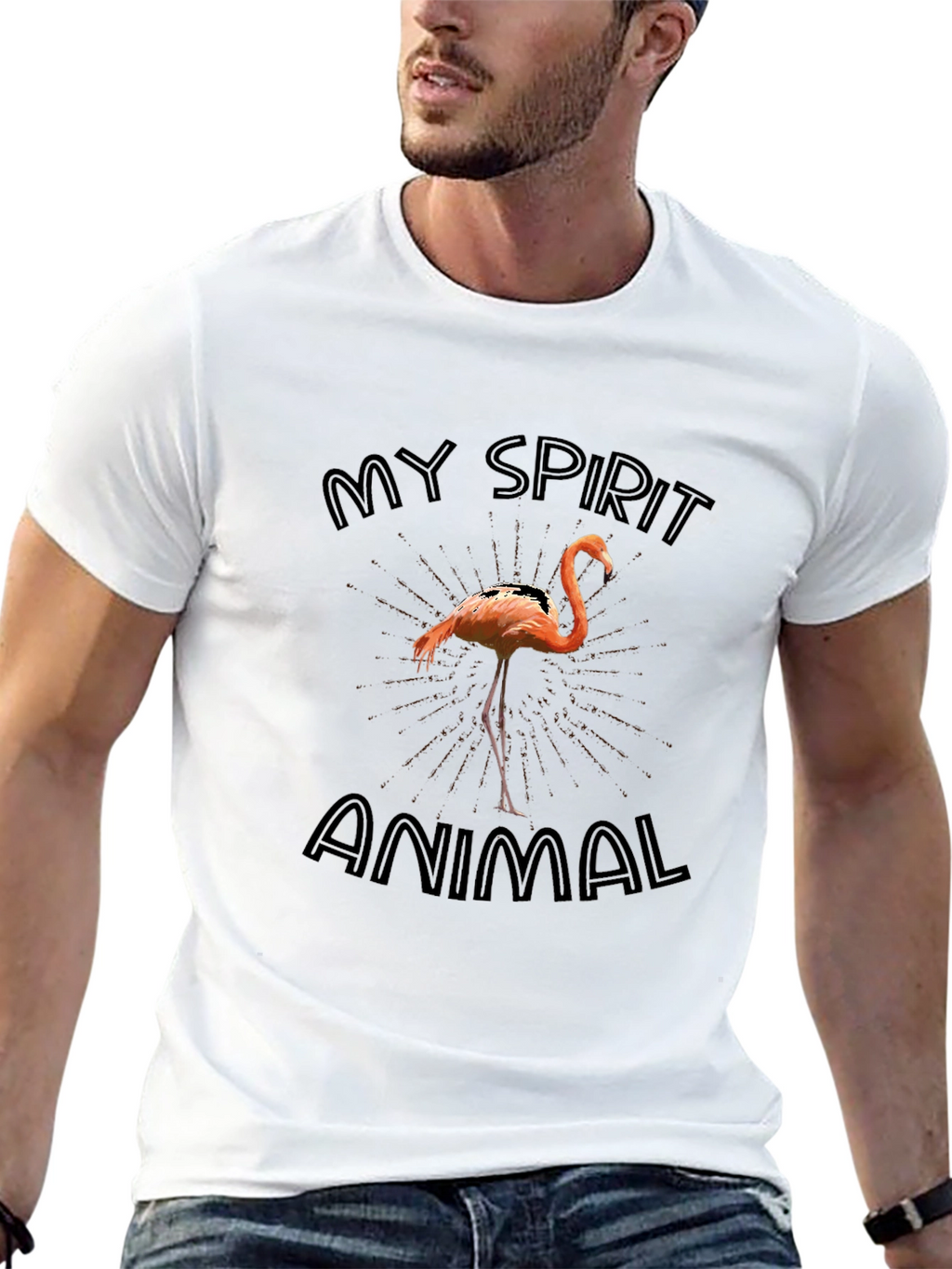 Flamingo Spirit Animal T-Shirt - Black Graphic Tee